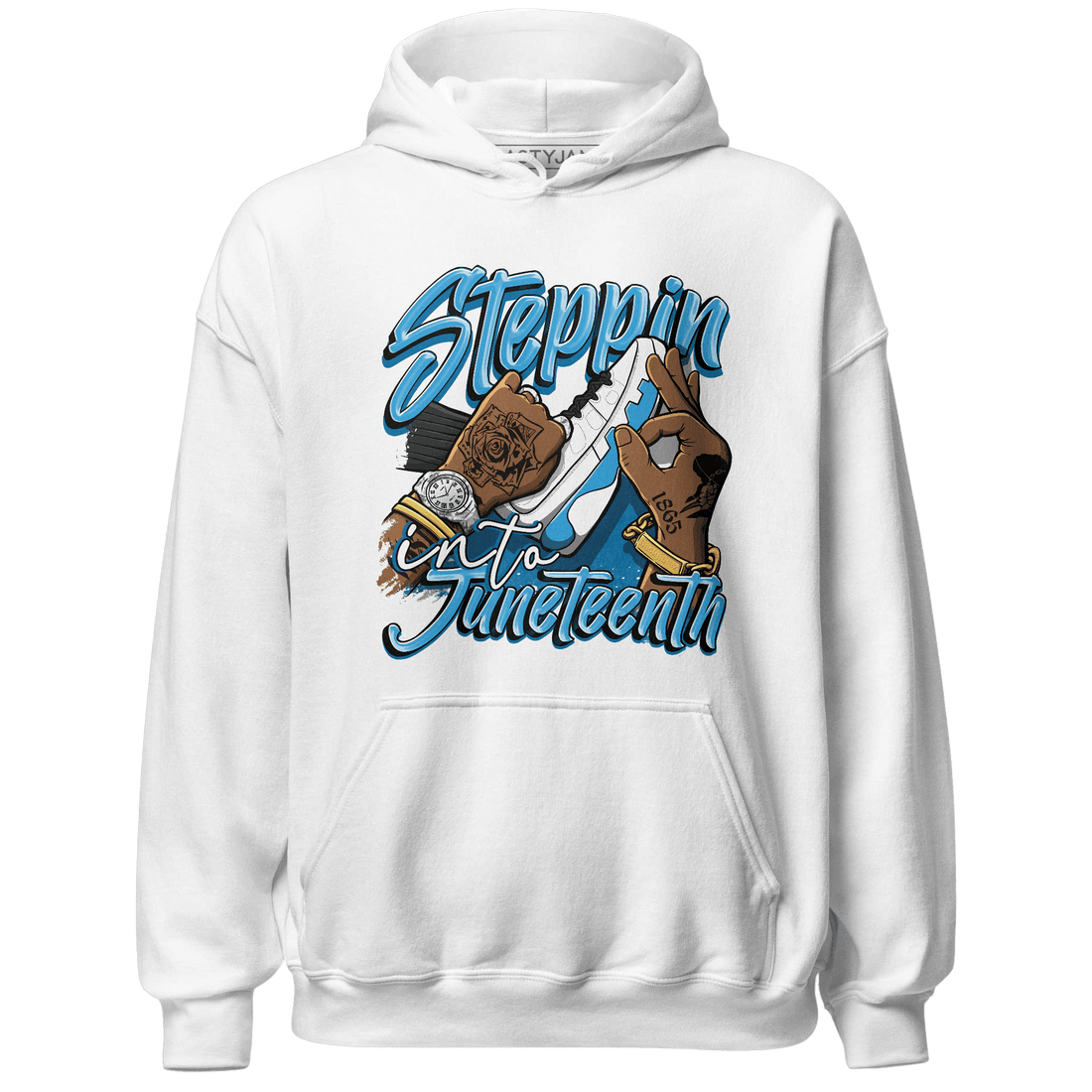 Powder Blue 9s Hoodie Match Step Into Juneteenth - NastyJamz