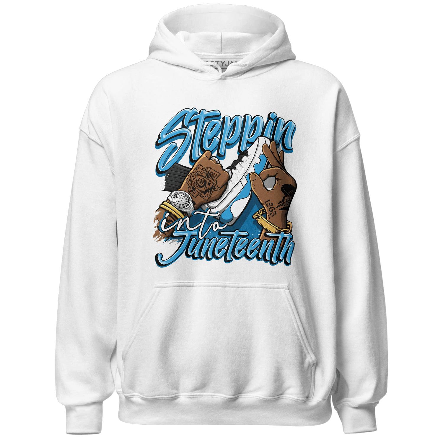 Powder Blue 9s Hoodie Match Step Into Juneteenth - NastyJamz