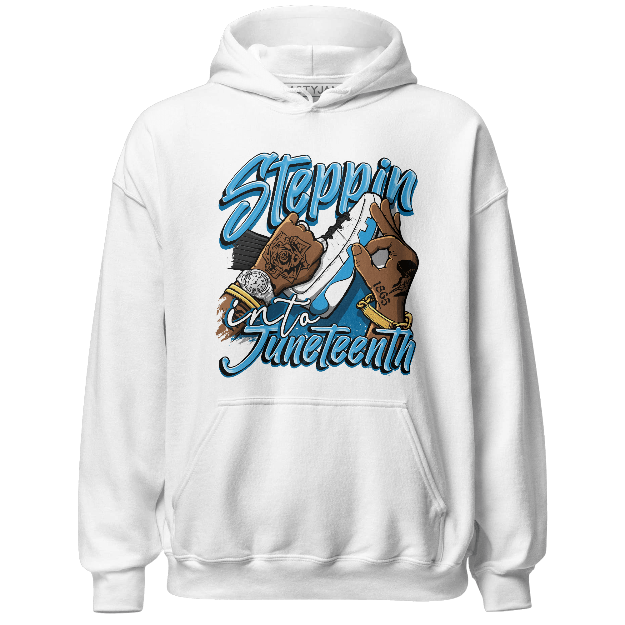 Powder Blue 9s Hoodie Match Step Into Juneteenth - NastyJamz
