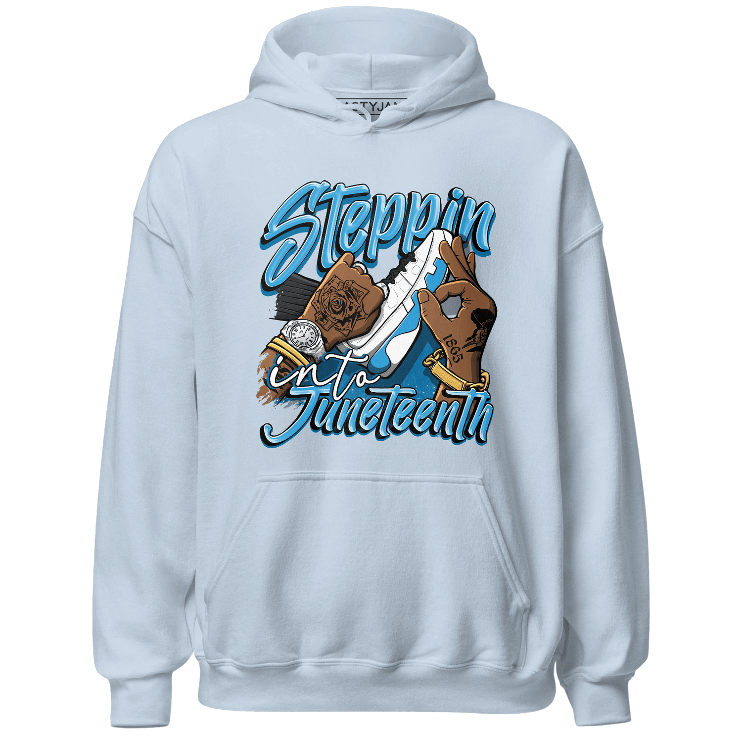 Powder Blue 9s Hoodie Match Step Into Juneteenth - NastyJamz