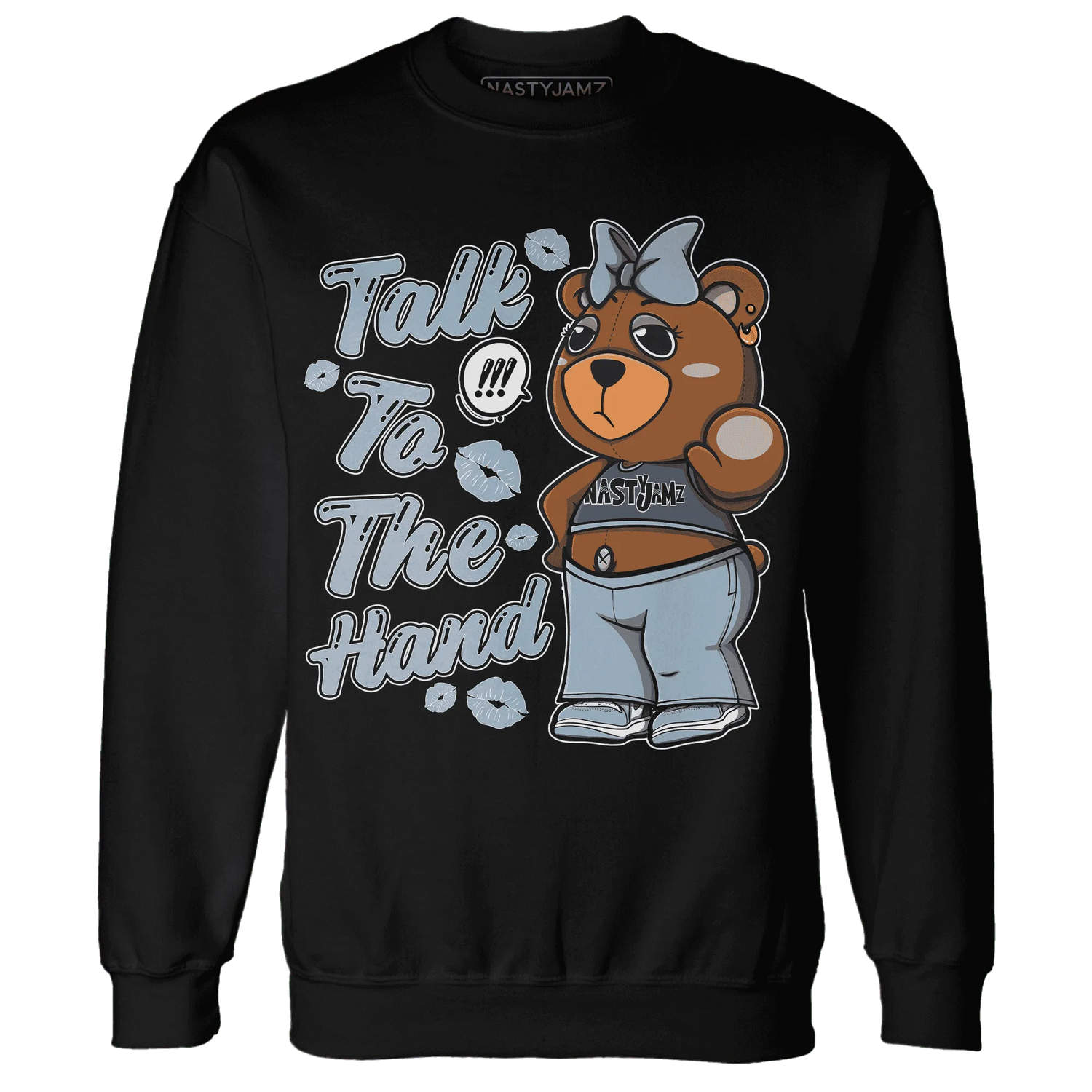 Mid-Diffused-Blue-Grey-1s-Sweatshirt-Match-Talk-To-The-Hand-BERNIE