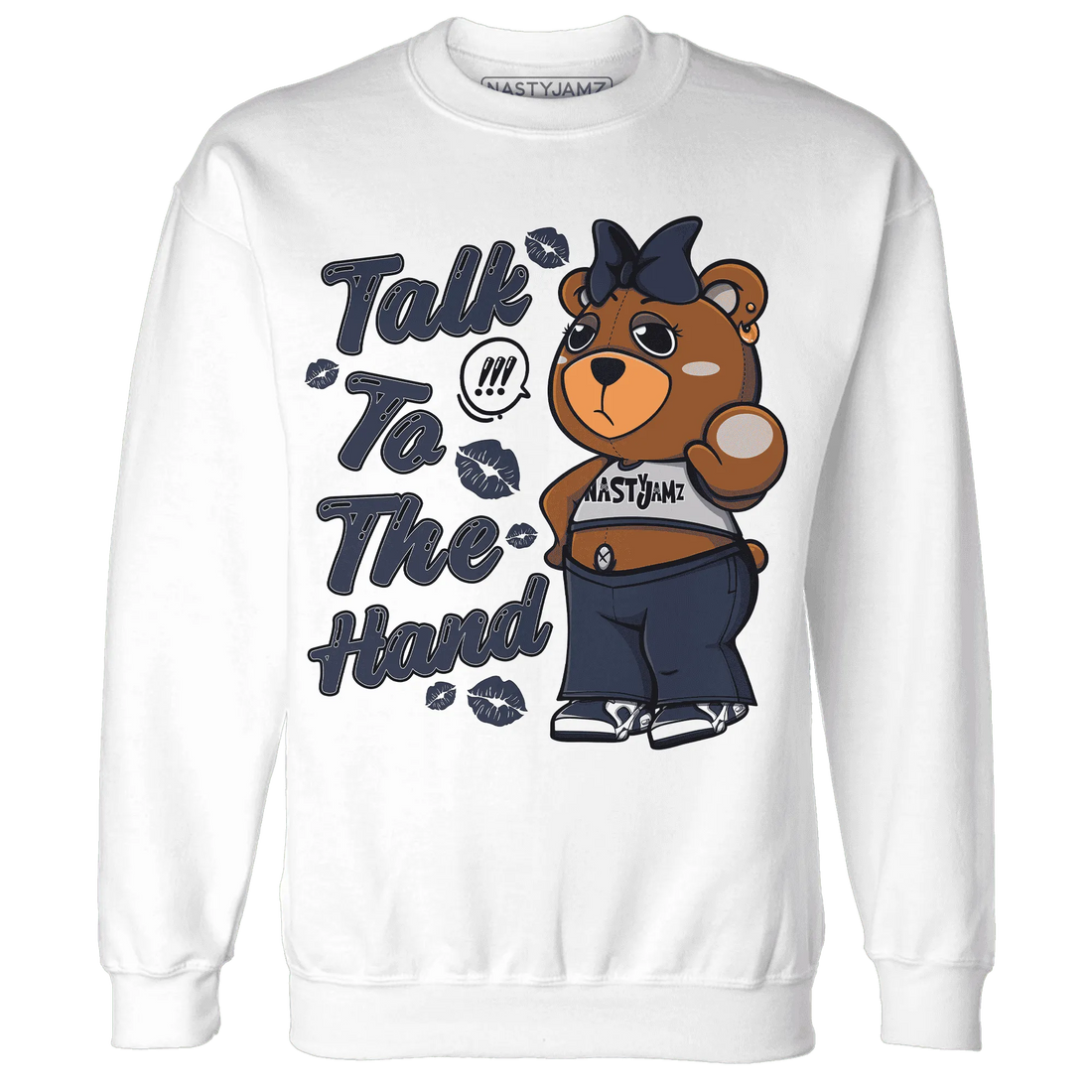 White-Navy-6s-Sweatshirt-Match-Talk-To-The-Hand-BERNIE
