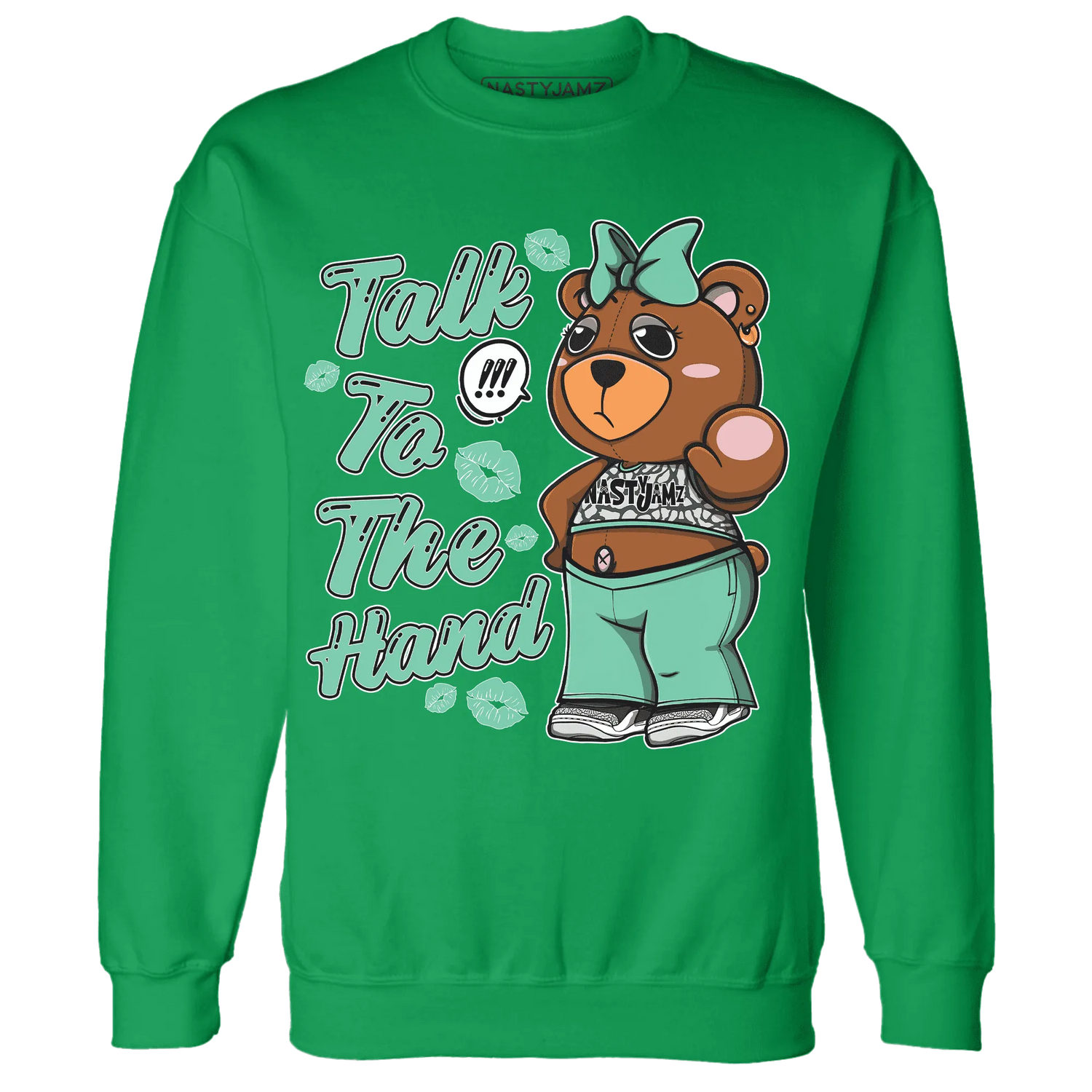 Green-Glow-3s-Sweatshirt-Match-Talk-To-The-Hand-BERNIE