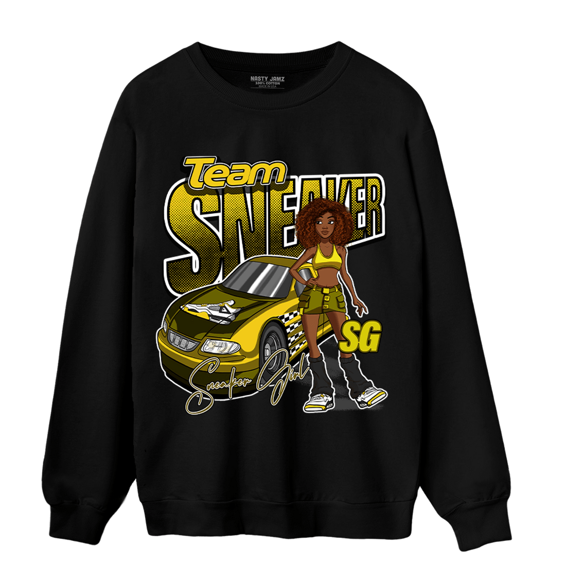 Vivid Sulfur 4s Sweatshirt Match Team Sneaker Girl - NastyJamz