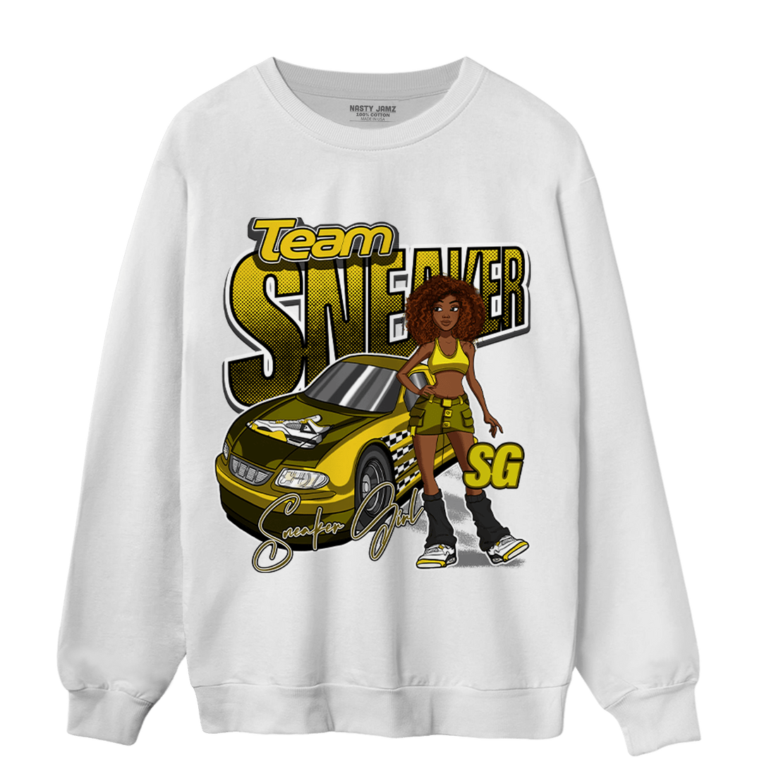 Vivid Sulfur 4s Sweatshirt Match Team Sneaker Girl - NastyJamz