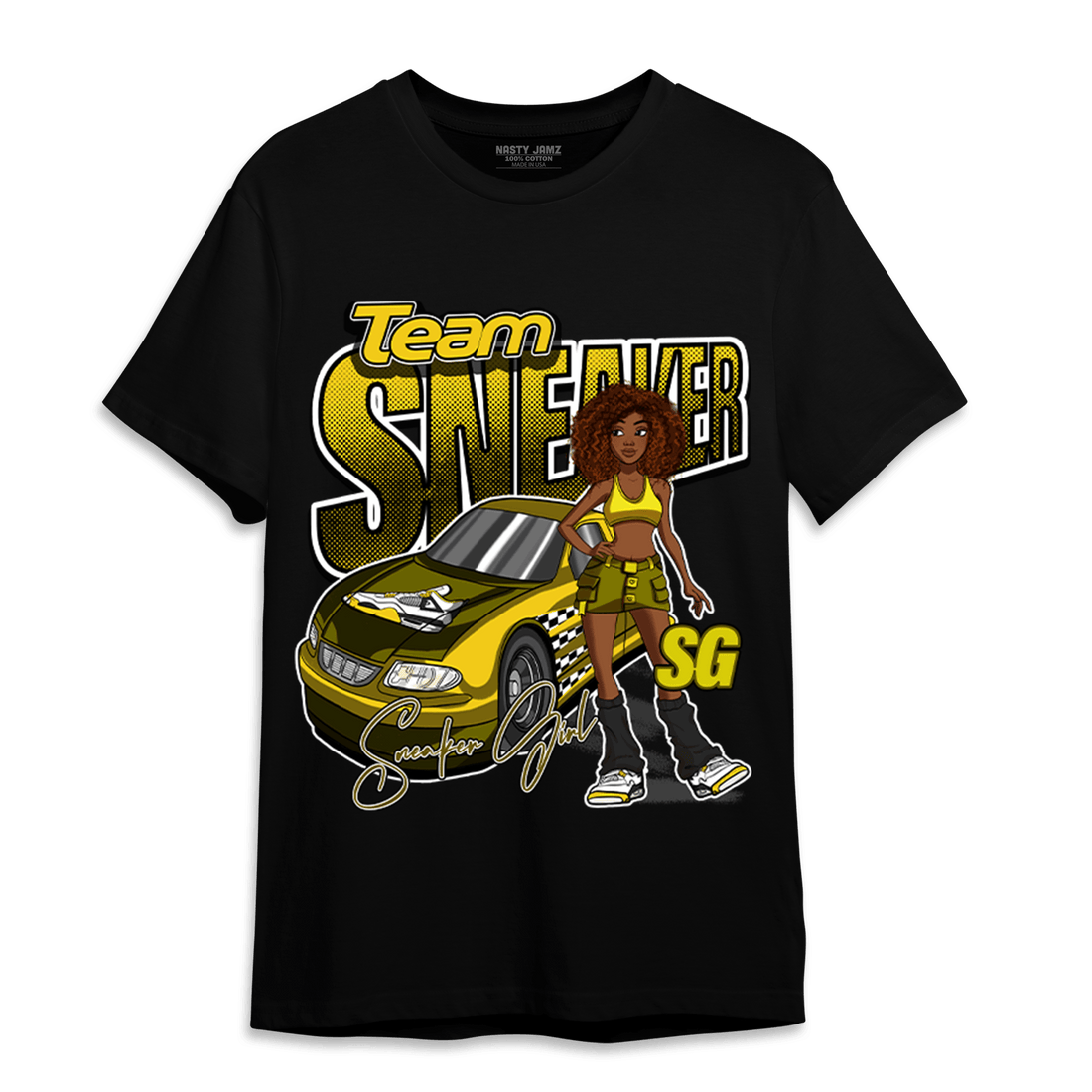 Vivid Sulfur 4s T Shirt Match Team Sneaker Girl - NastyJamz