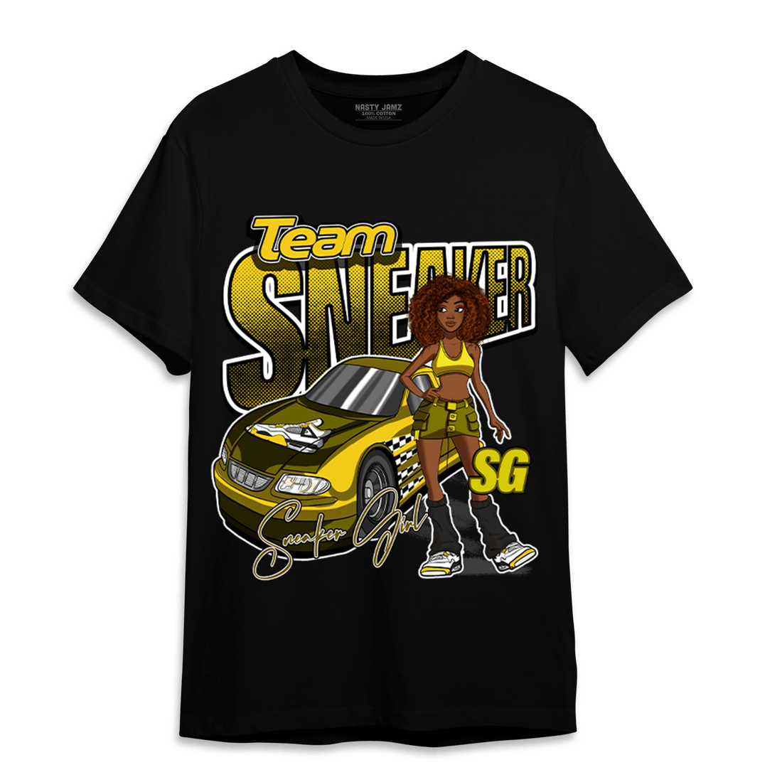 Vivid Sulfur 4s T Shirt Match Team Sneaker Girl - NastyJamz