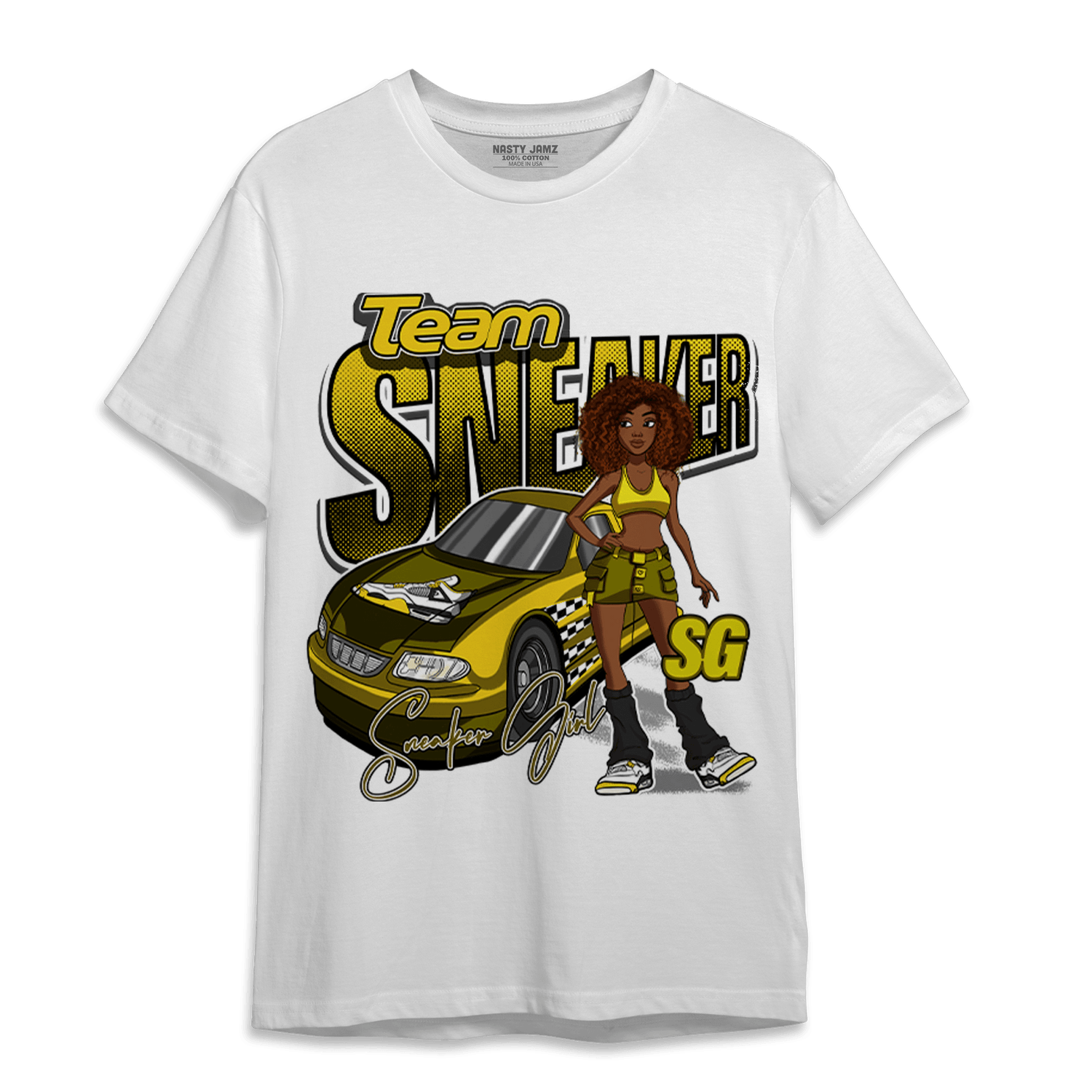 Vivid Sulfur 4s T Shirt Match Team Sneaker Girl - NastyJamz