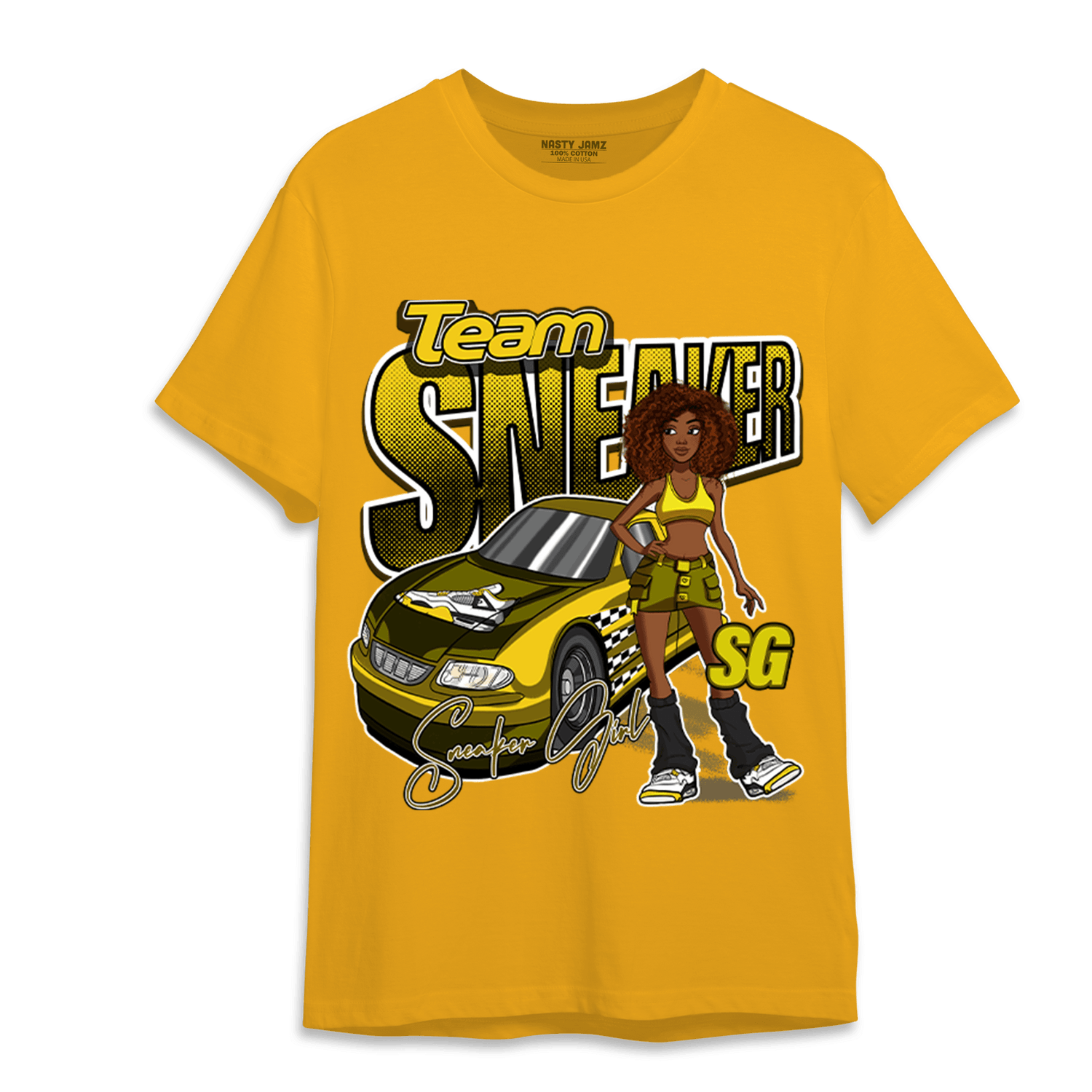 Vivid Sulfur 4s T Shirt Match Team Sneaker Girl - NastyJamz