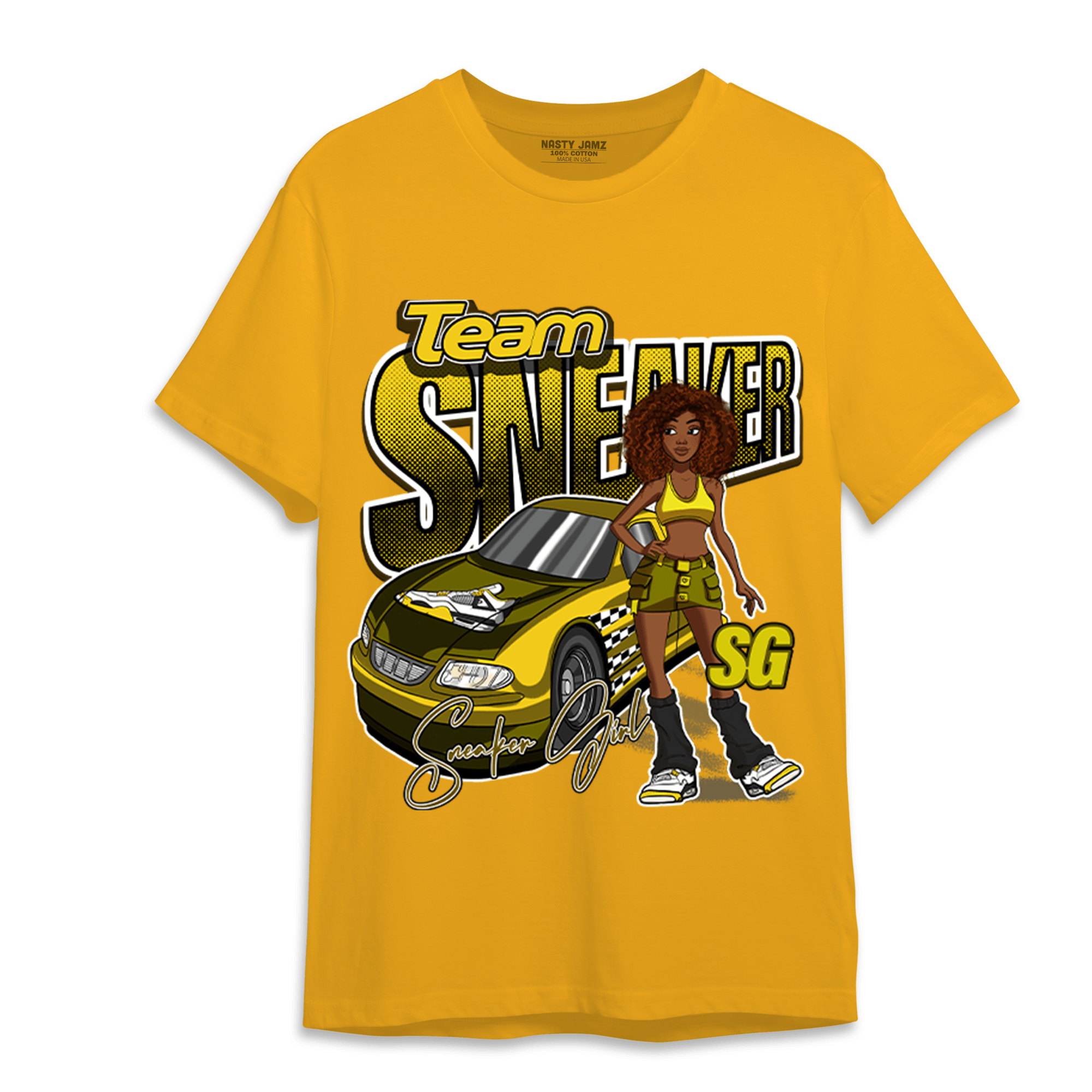 Vivid Sulfur 4s T Shirt Match Team Sneaker Girl - NastyJamz