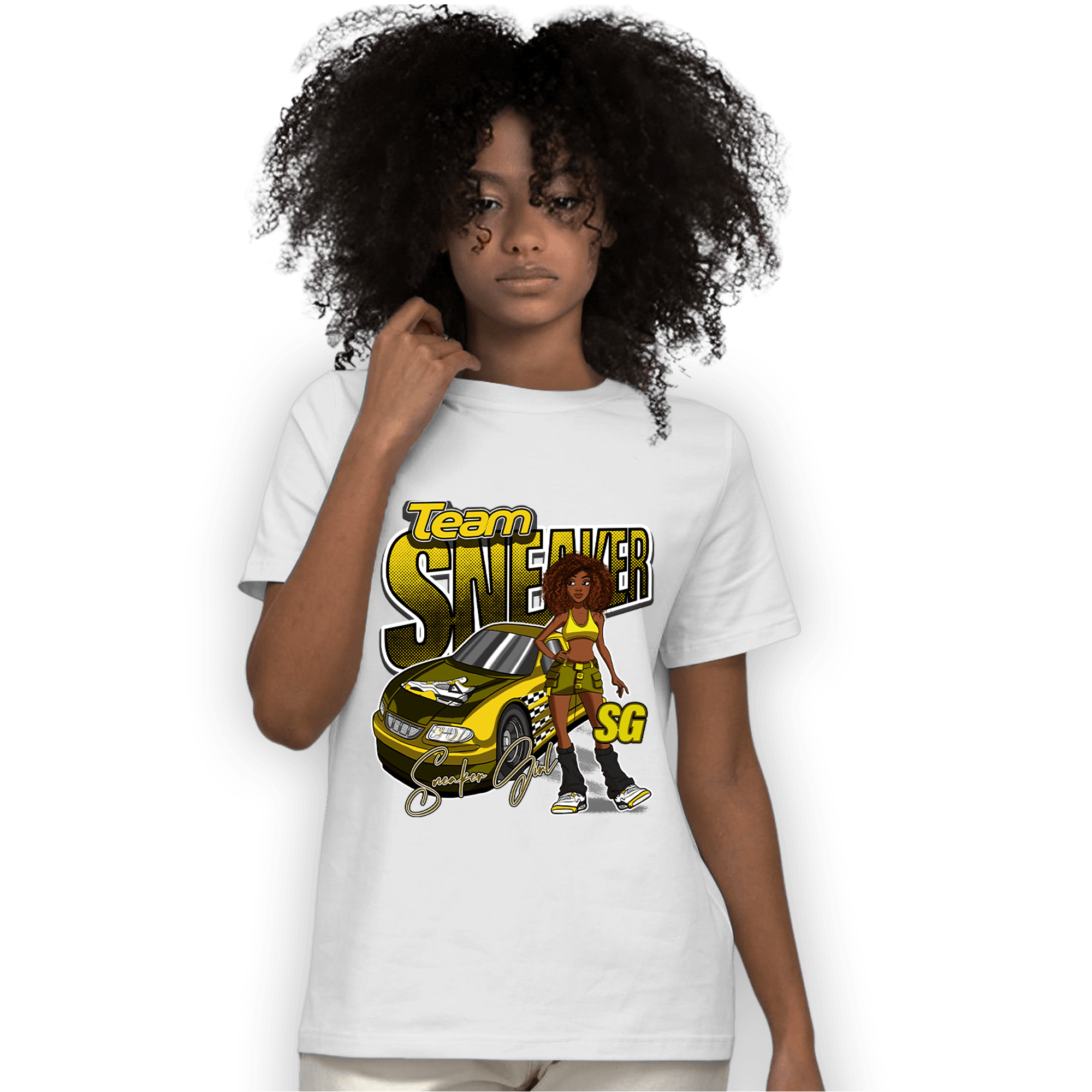 Vivid Sulfur 4s T Shirt Match Team Sneaker Girl - NastyJamz