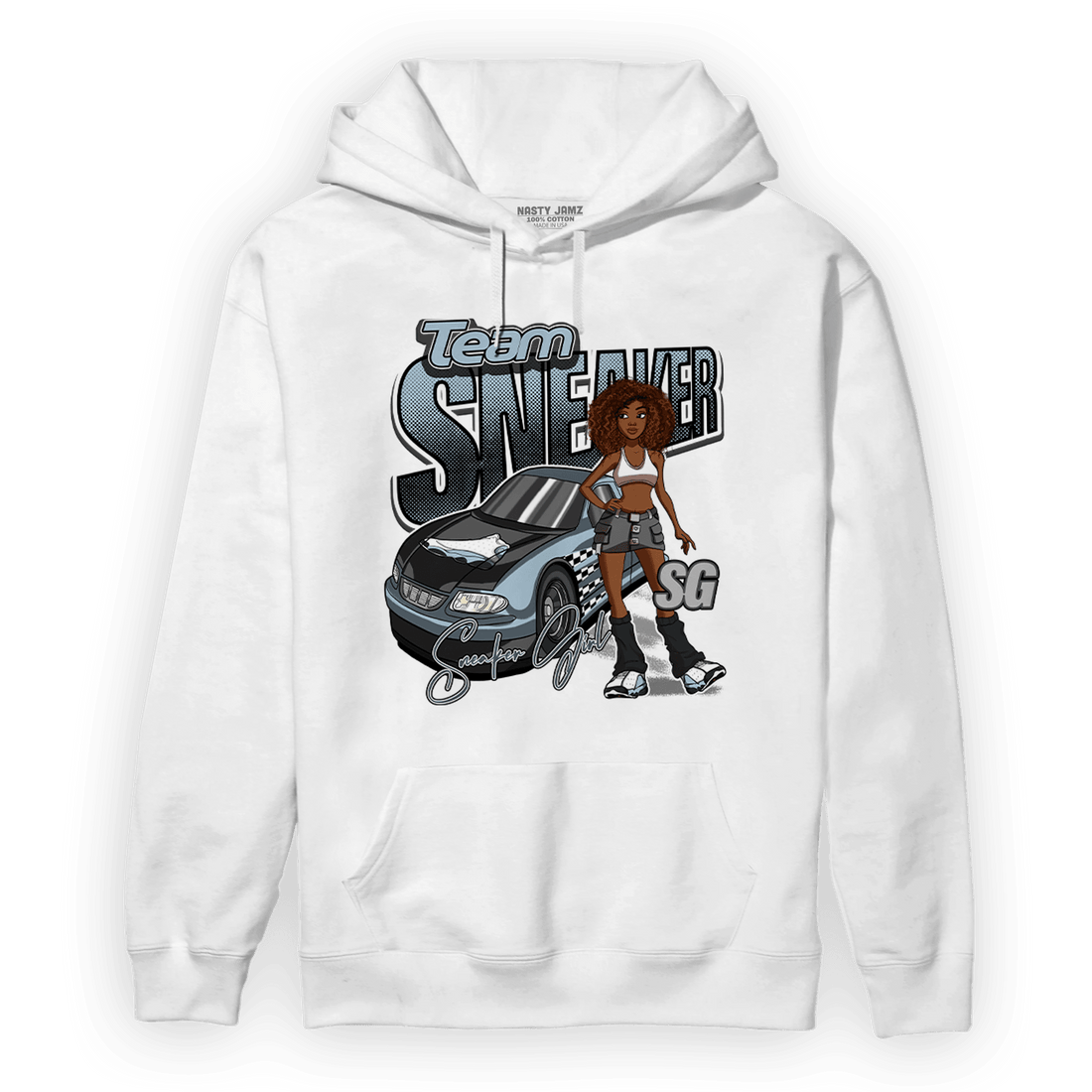 Blue Grey 13s Hoodie Match Team Sneaker Girl - NastyJamz
