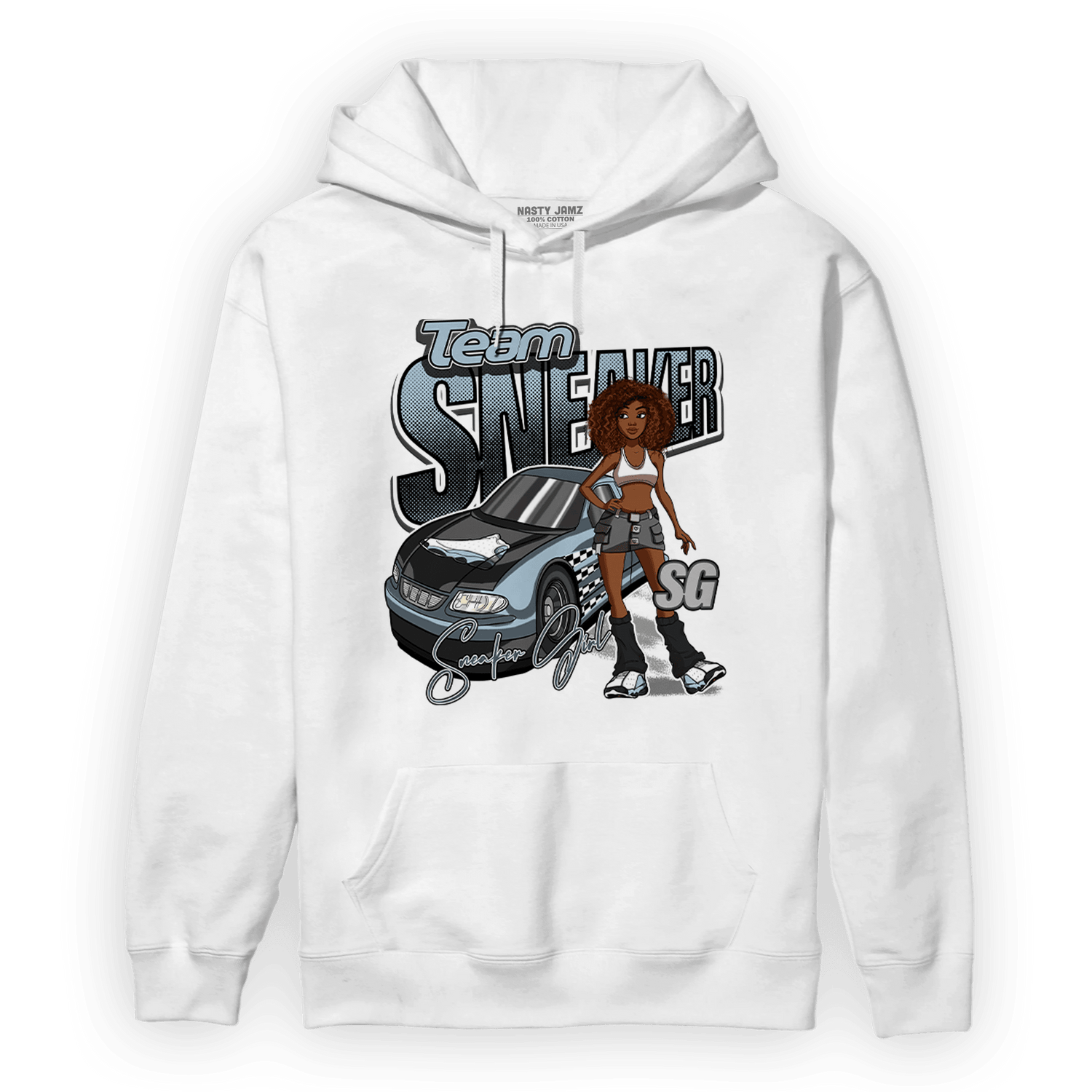 Blue Grey 13s Hoodie Match Team Sneaker Girl - NastyJamz
