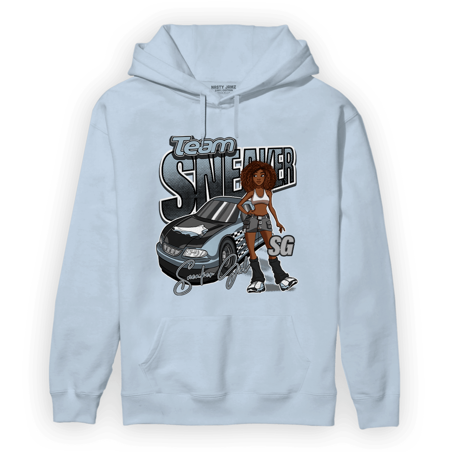Blue Grey 13s Hoodie Match Team Sneaker Girl - NastyJamz