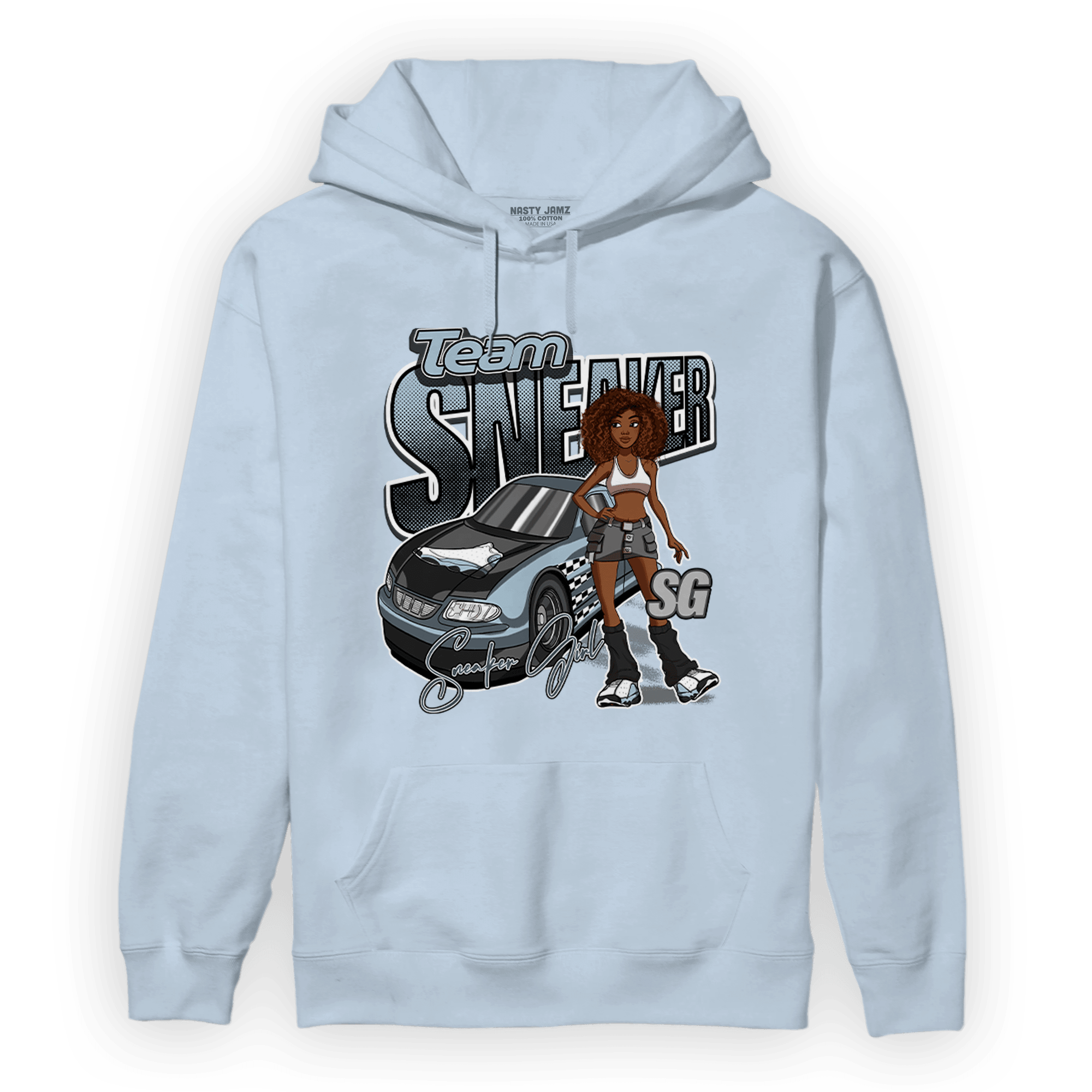 Blue Grey 13s Hoodie Match Team Sneaker Girl - NastyJamz