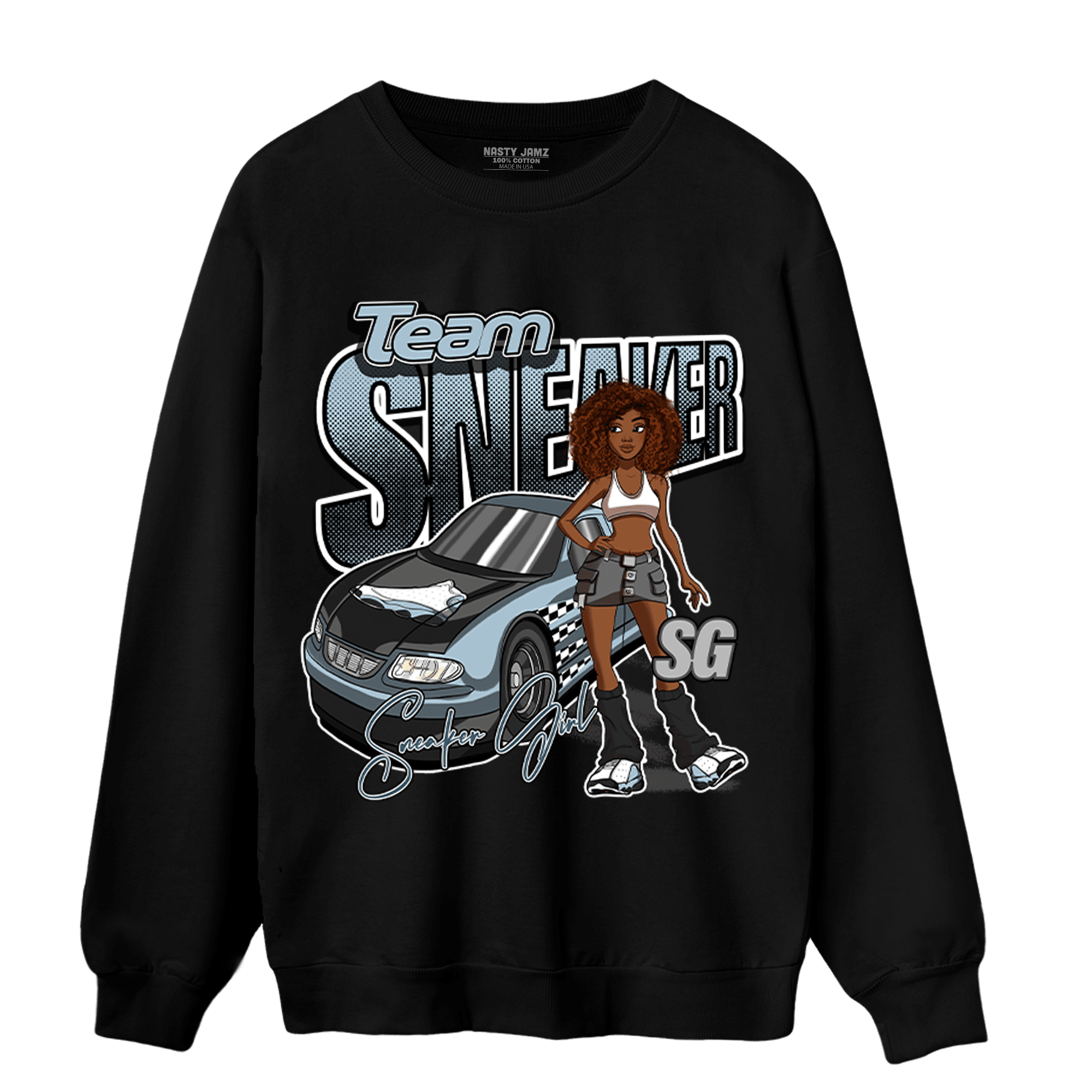 Blue Grey 13s Sweatshirt Match Team Sneaker Girl - NastyJamz