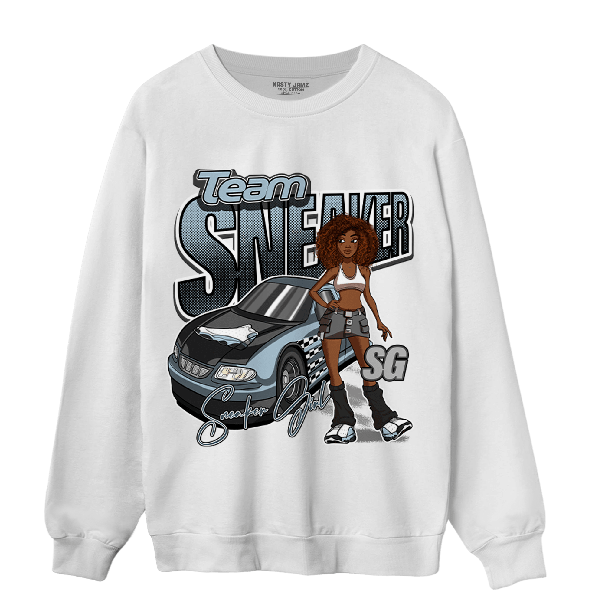 Blue Grey 13s Sweatshirt Match Team Sneaker Girl - NastyJamz