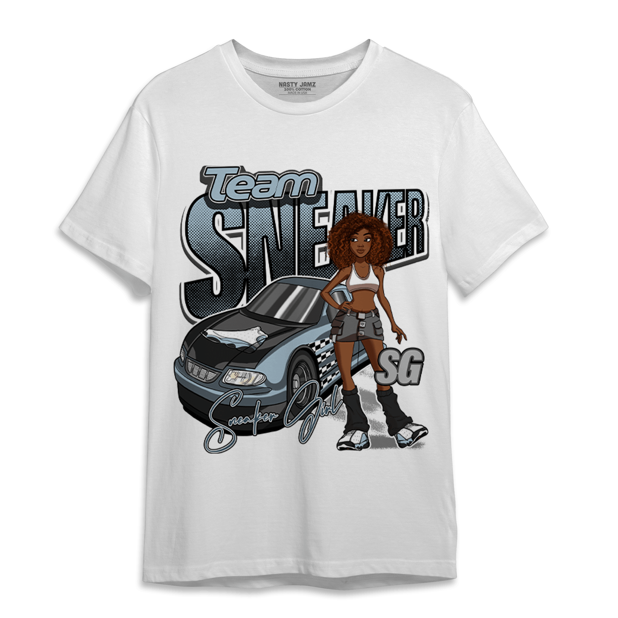 Blue Grey 13s T Shirt Match Team Sneaker Girl - NastyJamz