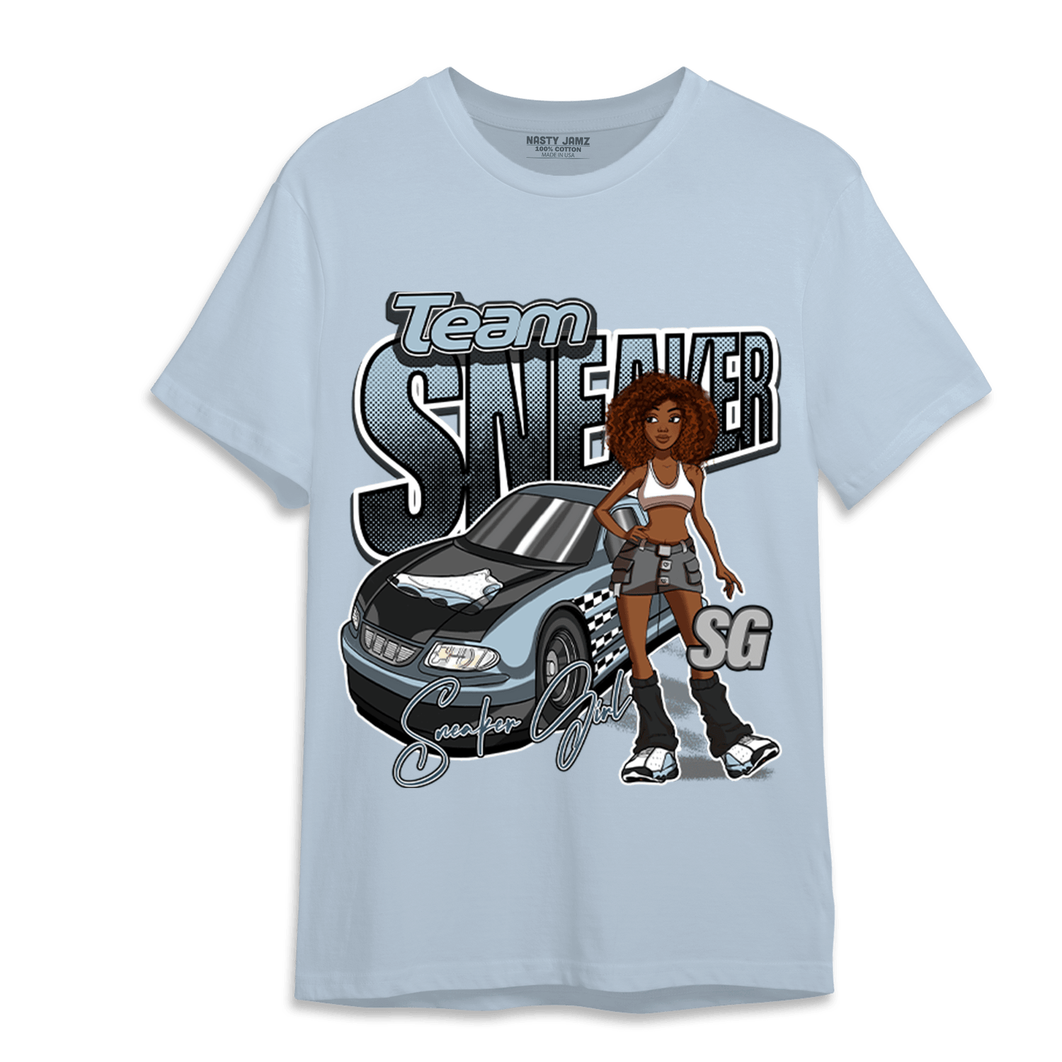 Blue Grey 13s T Shirt Match Team Sneaker Girl - NastyJamz