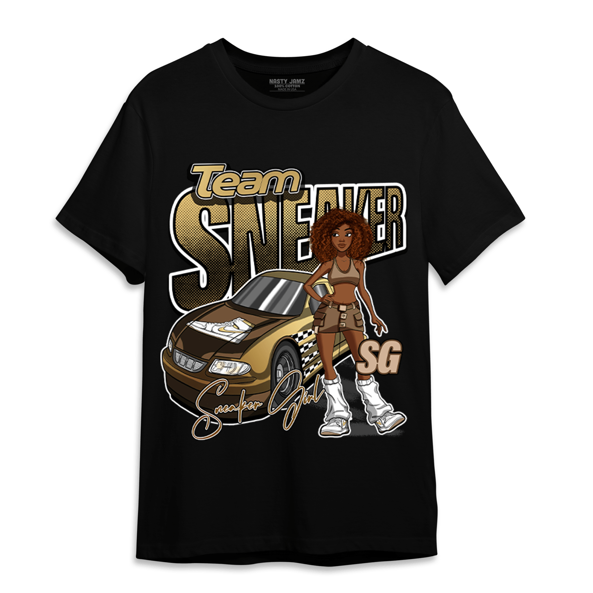 High OG Metallic Gold 1s T Shirt Match Team Sneaker Girl - NastyJamz