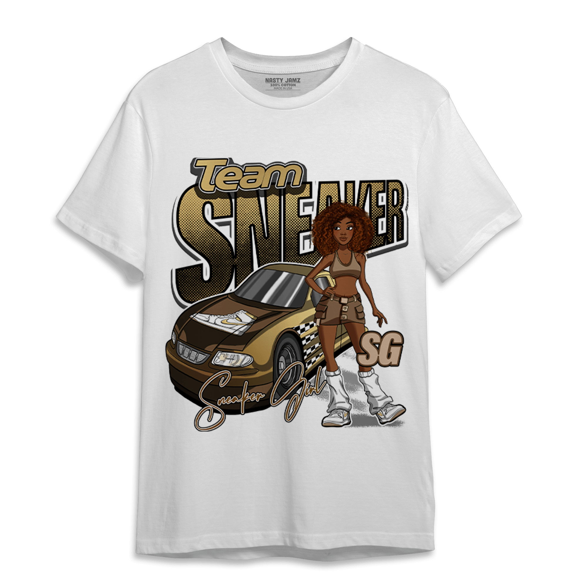 High OG Metallic Gold 1s T Shirt Match Team Sneaker Girl - NastyJamz