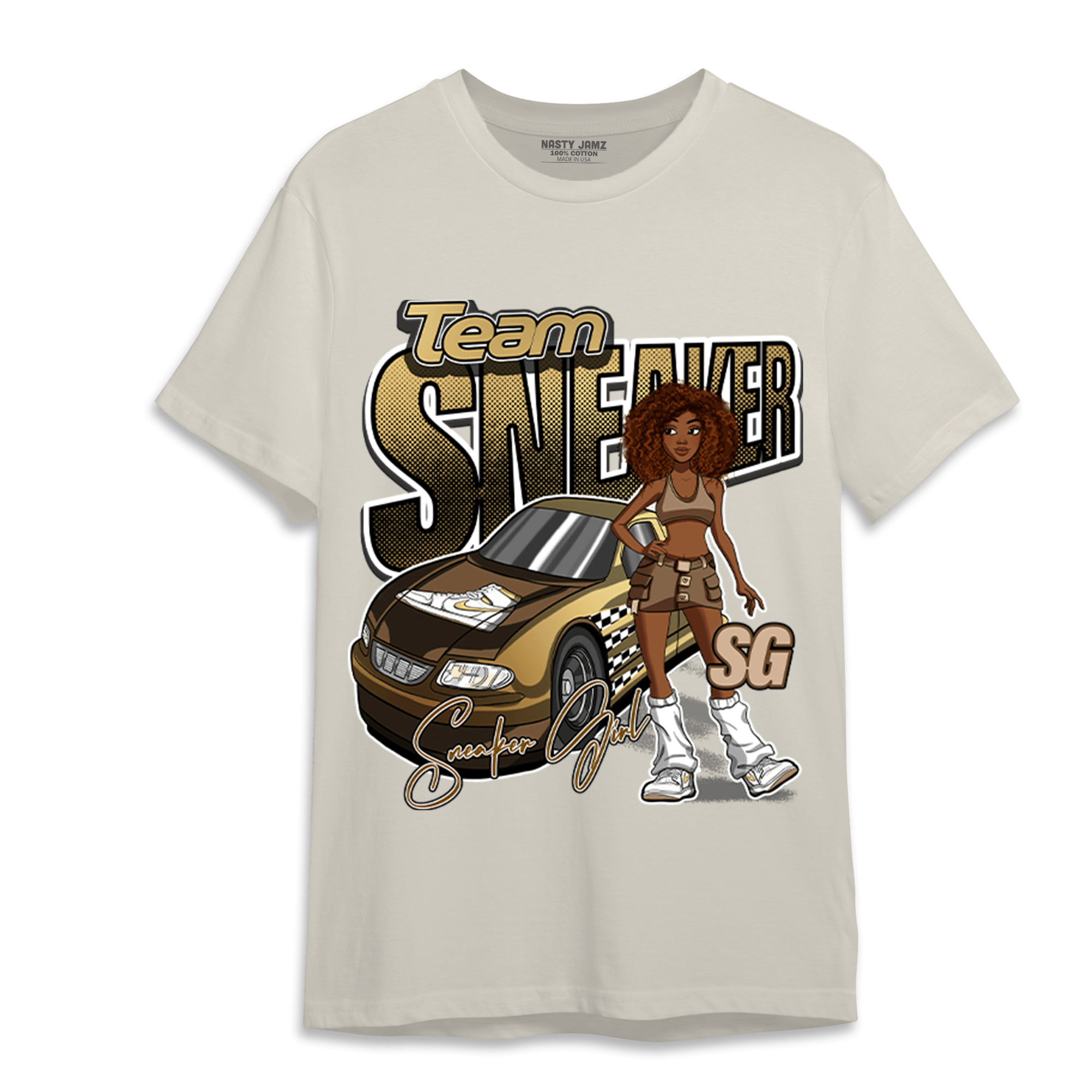 High OG Metallic Gold 1s T Shirt Match Team Sneaker Girl - NastyJamz