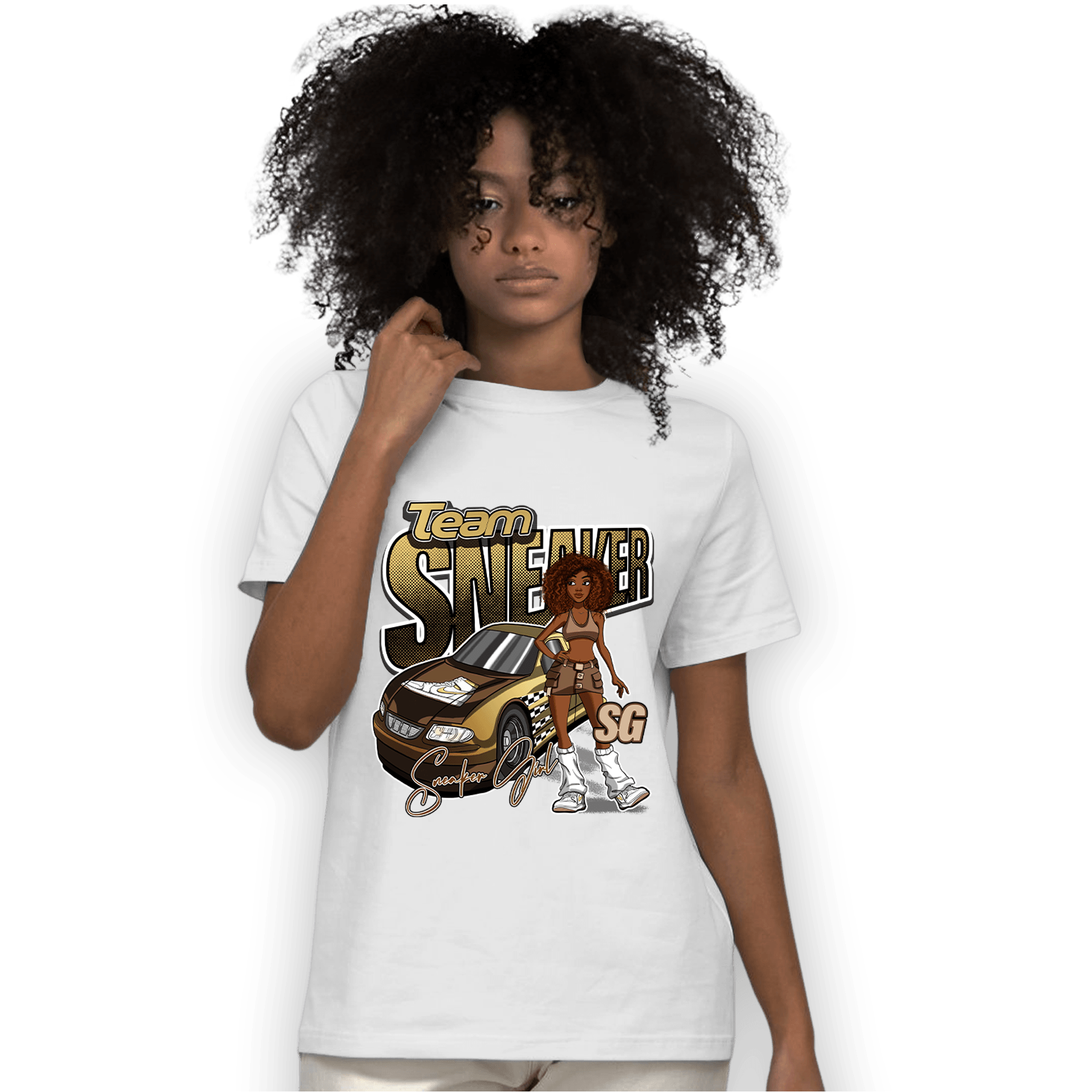 High OG Metallic Gold 1s T Shirt Match Team Sneaker Girl - NastyJamz