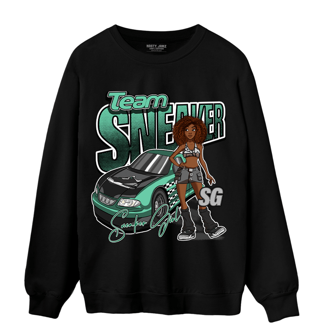 Green Glow 3s Sweatshirt Match Team Sneaker Girl - NastyJamz