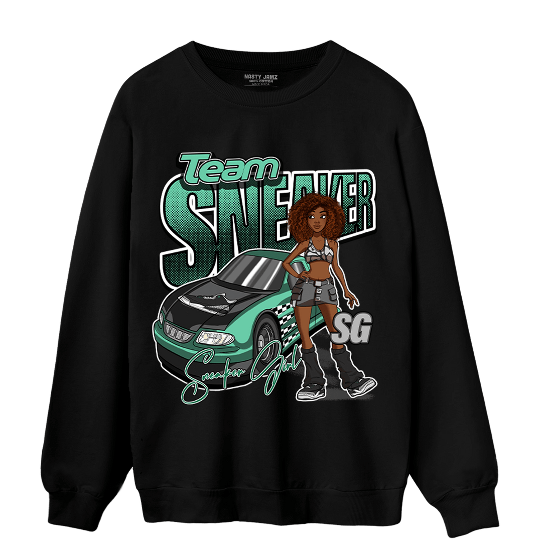 Green Glow 3s Sweatshirt Match Team Sneaker Girl - NastyJamz