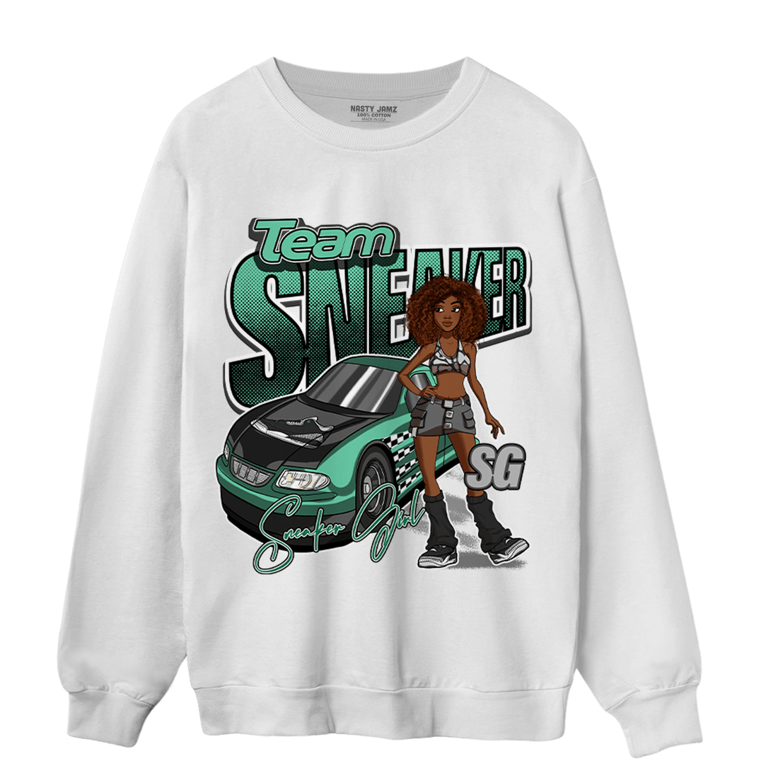 Green Glow 3s Sweatshirt Match Team Sneaker Girl - NastyJamz