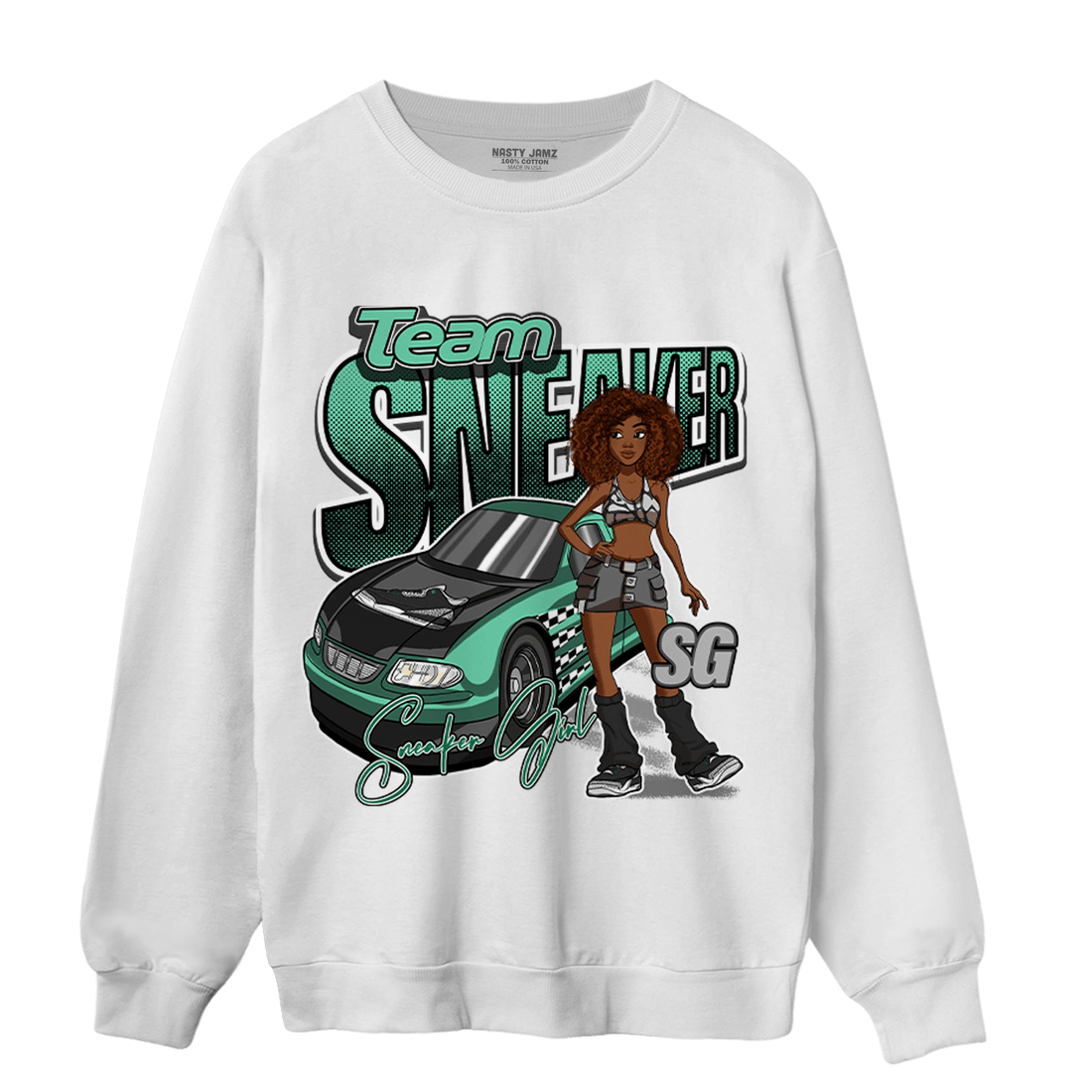 Green Glow 3s Sweatshirt Match Team Sneaker Girl - NastyJamz