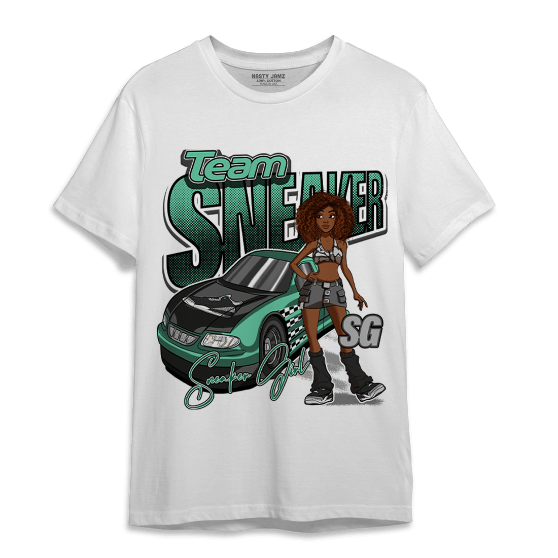 Green Glow 3s T Shirt Match Team Sneaker Girl - NastyJamz