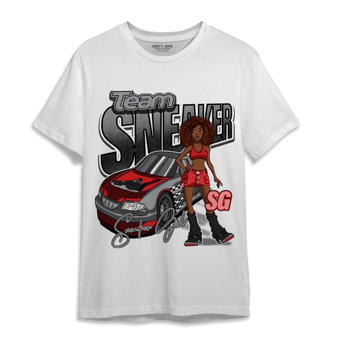 Bred Reimagined 4s T Shirt Match Team Sneaker Girl - NastyJamz