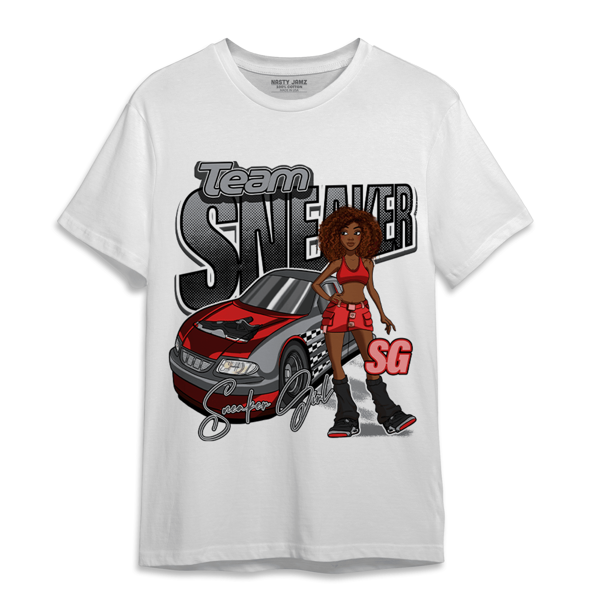 Bred Reimagined 4s T Shirt Match Team Sneaker Girl - NastyJamz