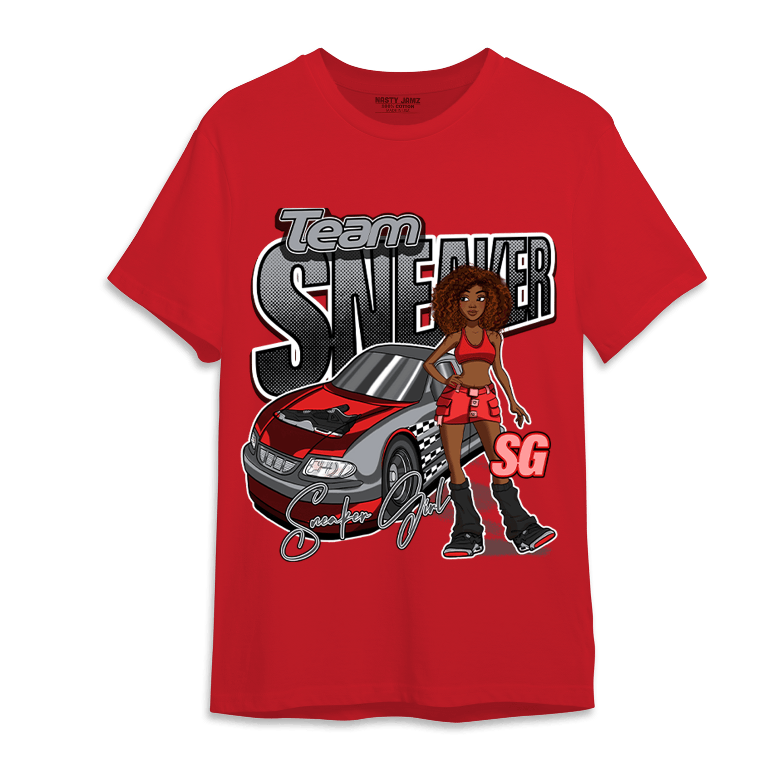 Bred Reimagined 4s T Shirt Match Team Sneaker Girl - NastyJamz