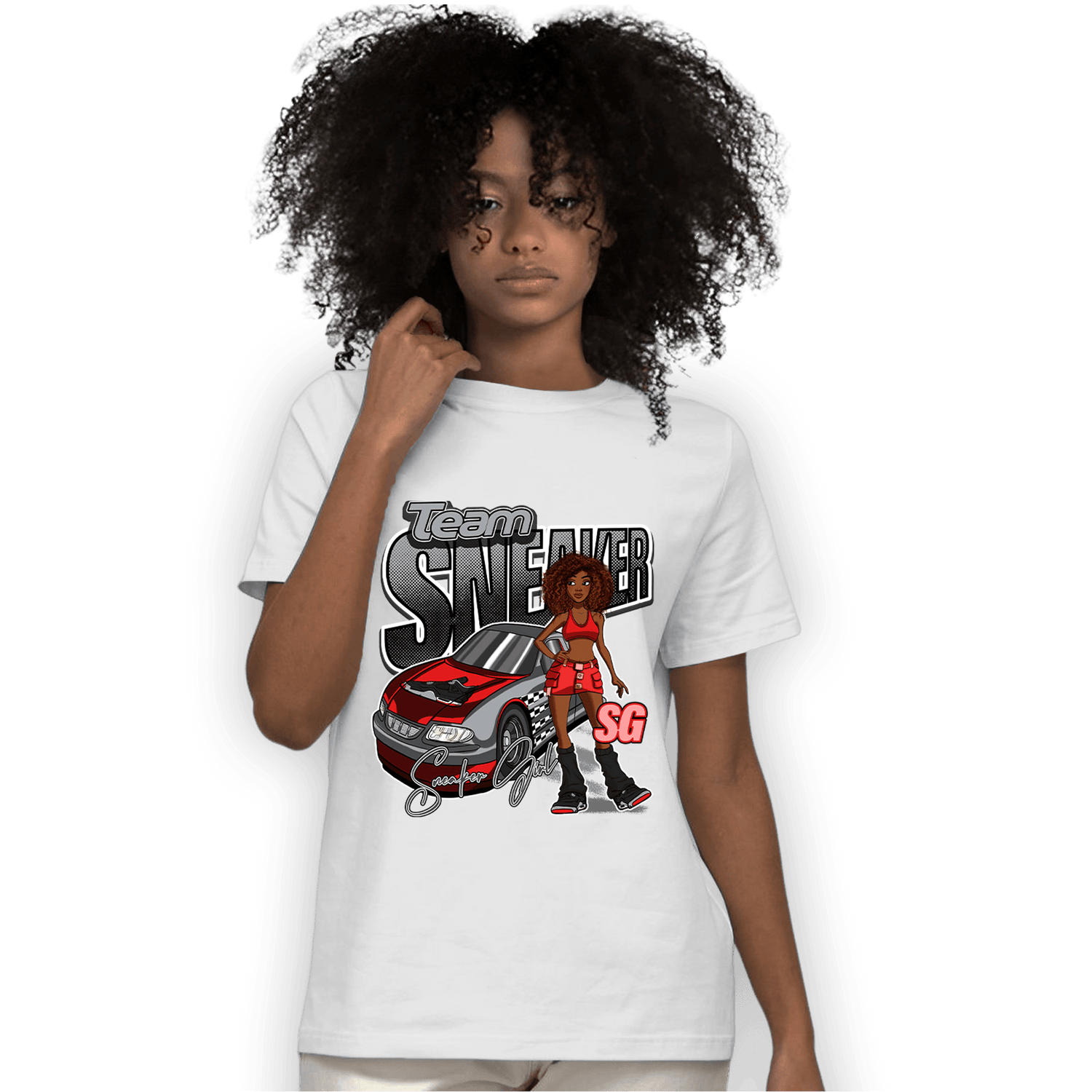 Bred Reimagined 4s T Shirt Match Team Sneaker Girl - NastyJamz