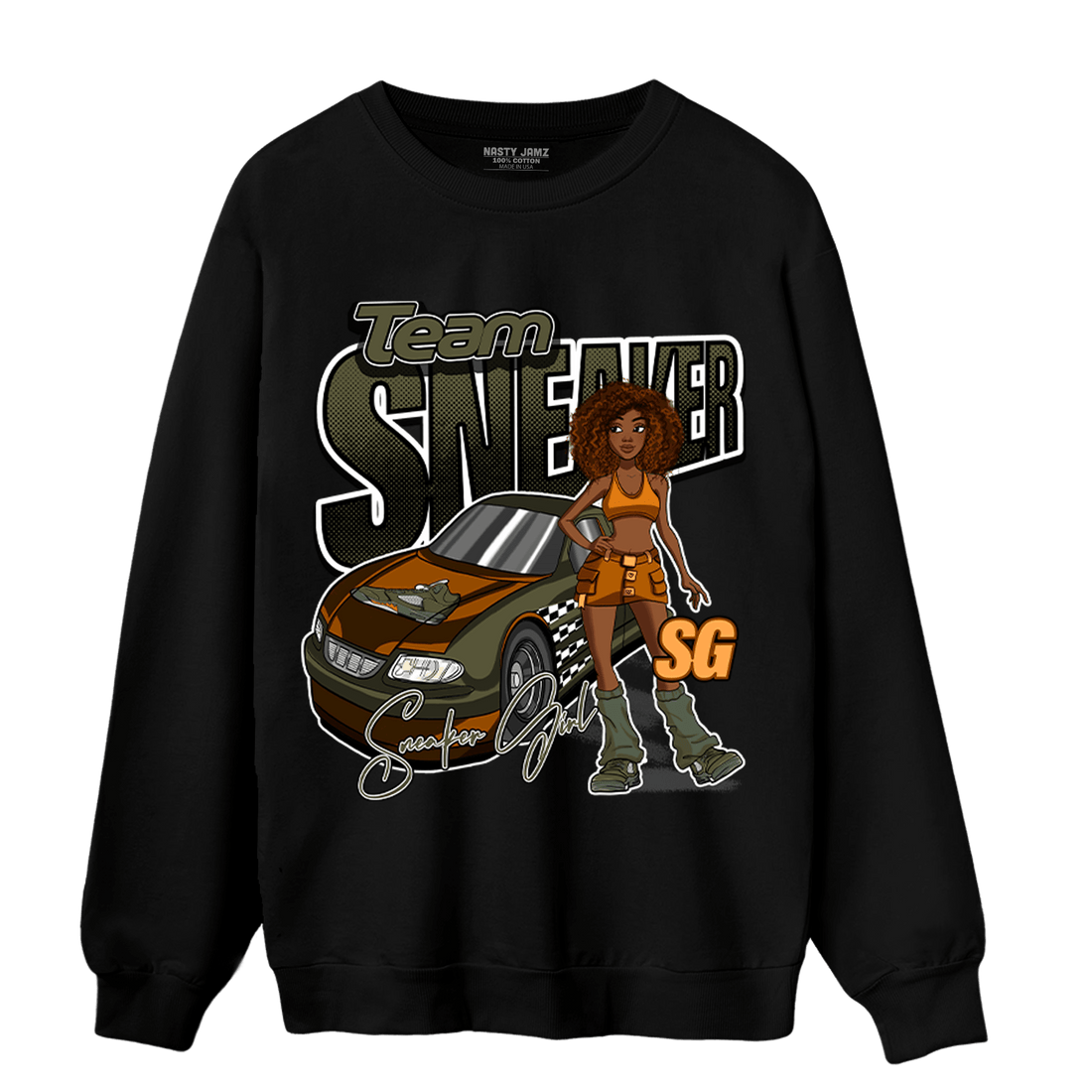 Olive 5s Sweatshirt Match Team Sneaker Girl - NastyJamz