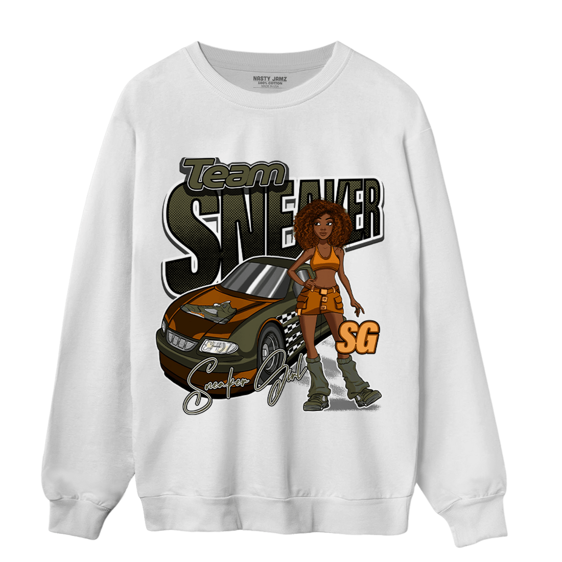 Olive 5s Sweatshirt Match Team Sneaker Girl - NastyJamz