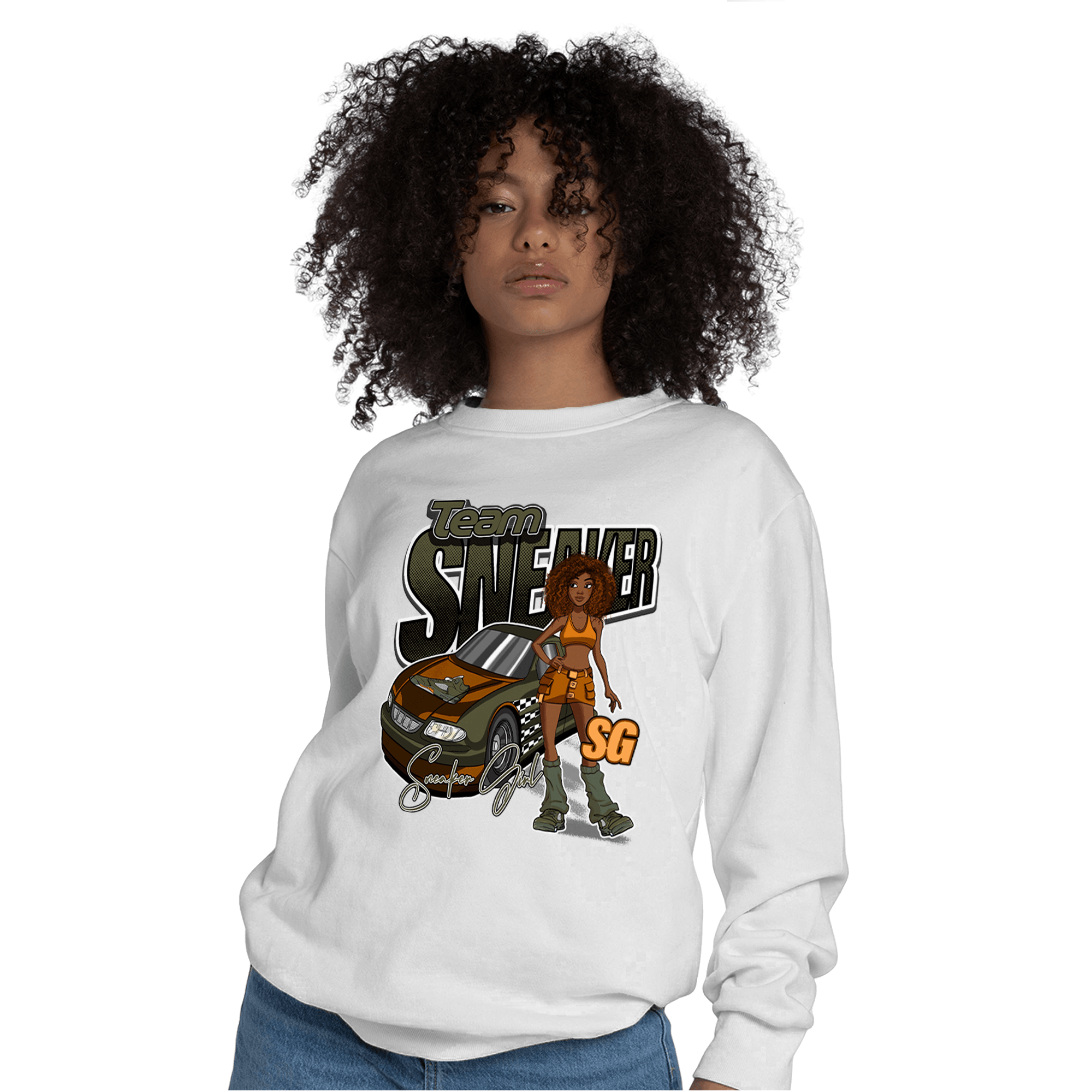 Olive 5s Sweatshirt Match Team Sneaker Girl - NastyJamz