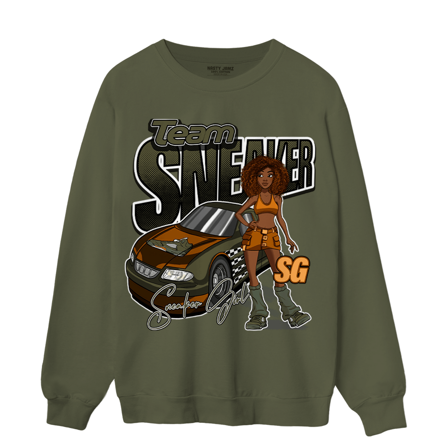 Olive 5s Sweatshirt Match Team Sneaker Girl - NastyJamz