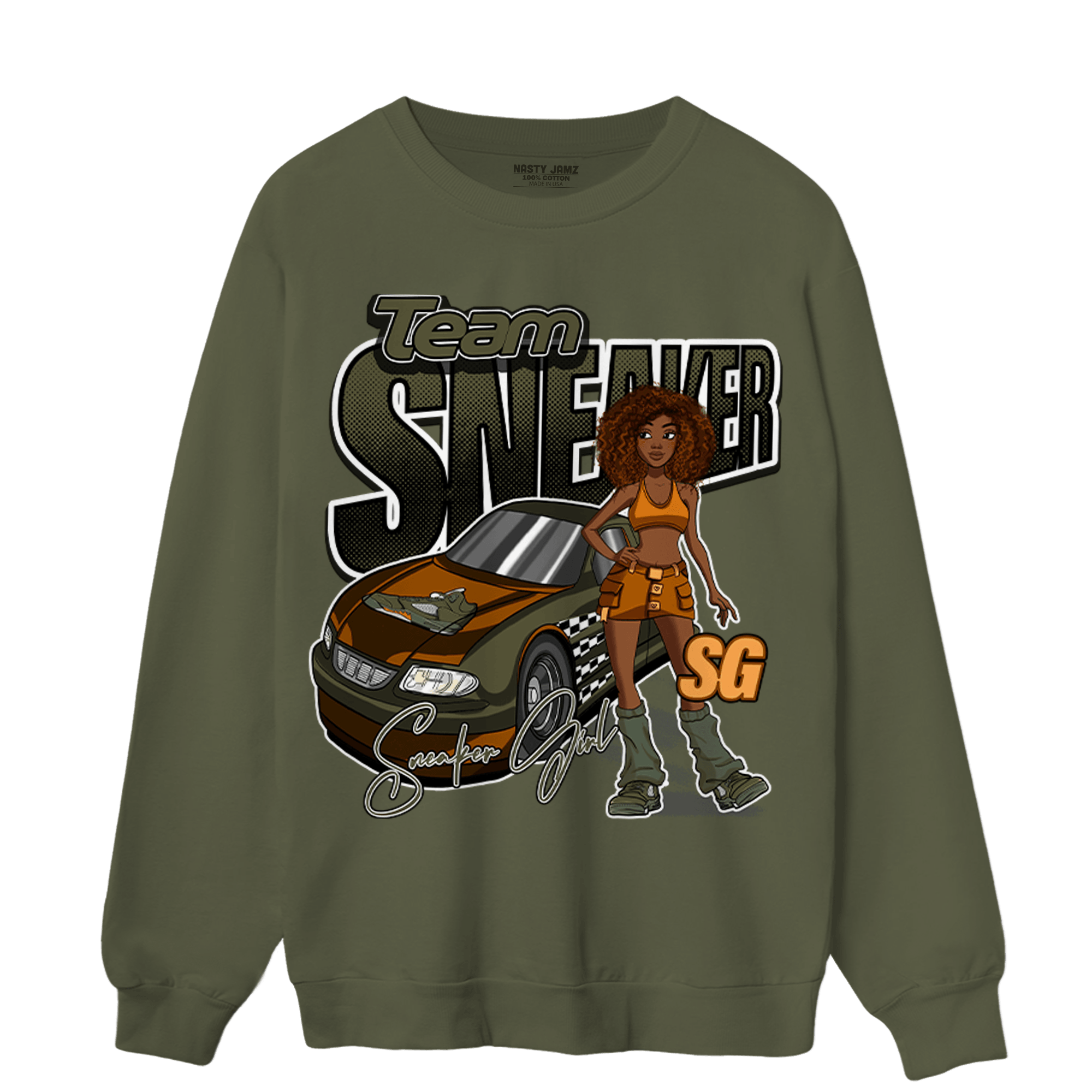 Olive 5s Sweatshirt Match Team Sneaker Girl - NastyJamz