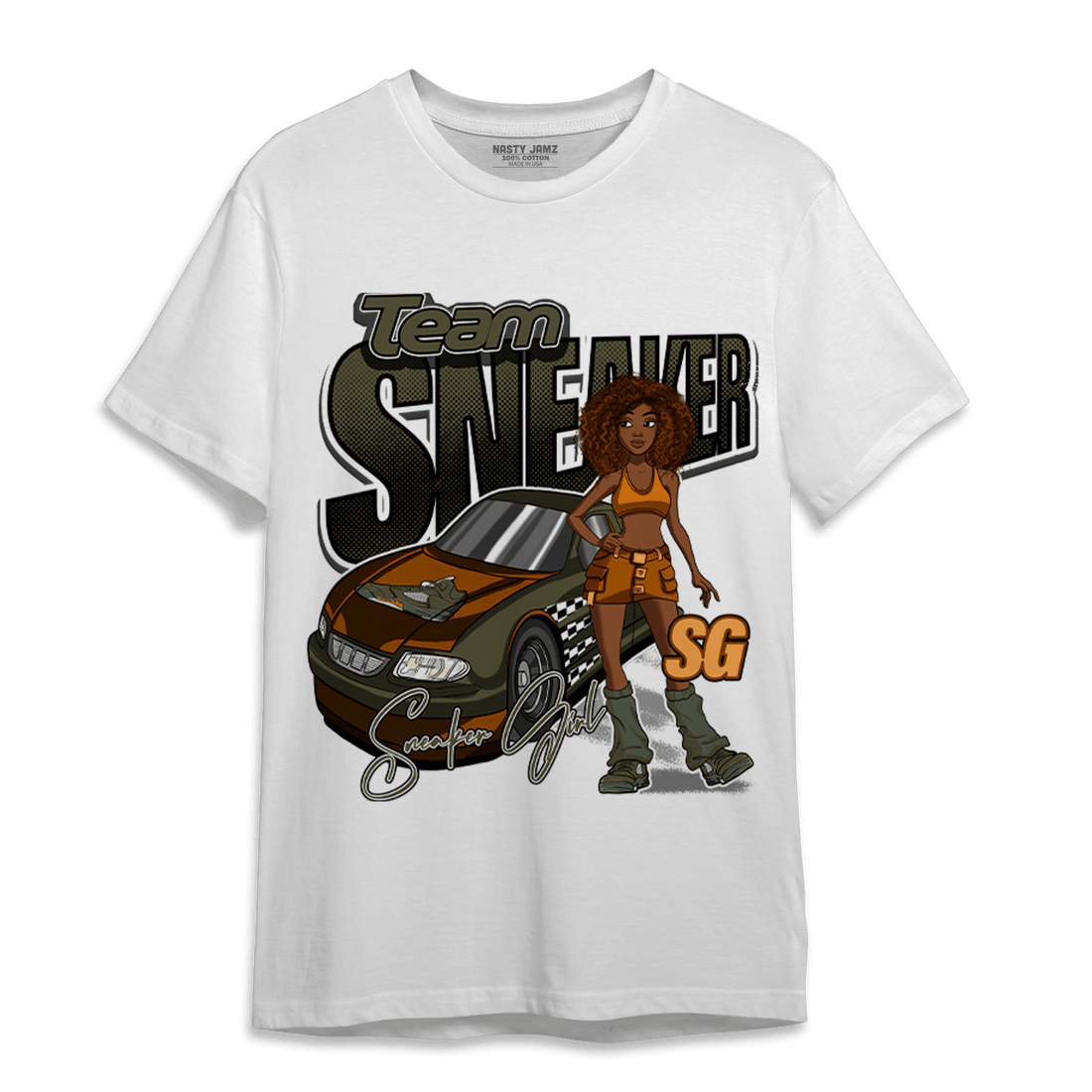 Olive 5s T Shirt Match Team Sneaker Girl - NastyJamz