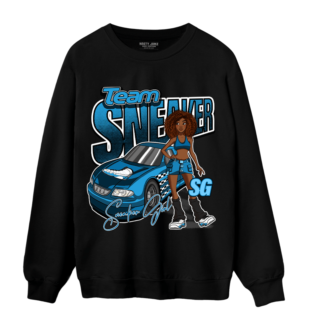 Powder Blue 9s Sweatshirt Match Team Sneaker Girl - NastyJamz