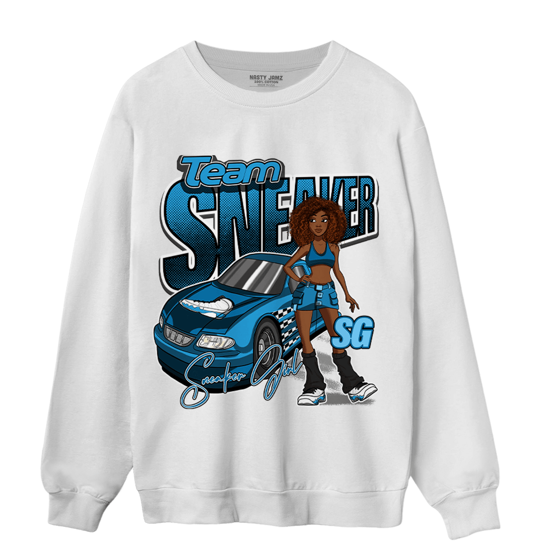 Powder Blue 9s Sweatshirt Match Team Sneaker Girl - NastyJamz