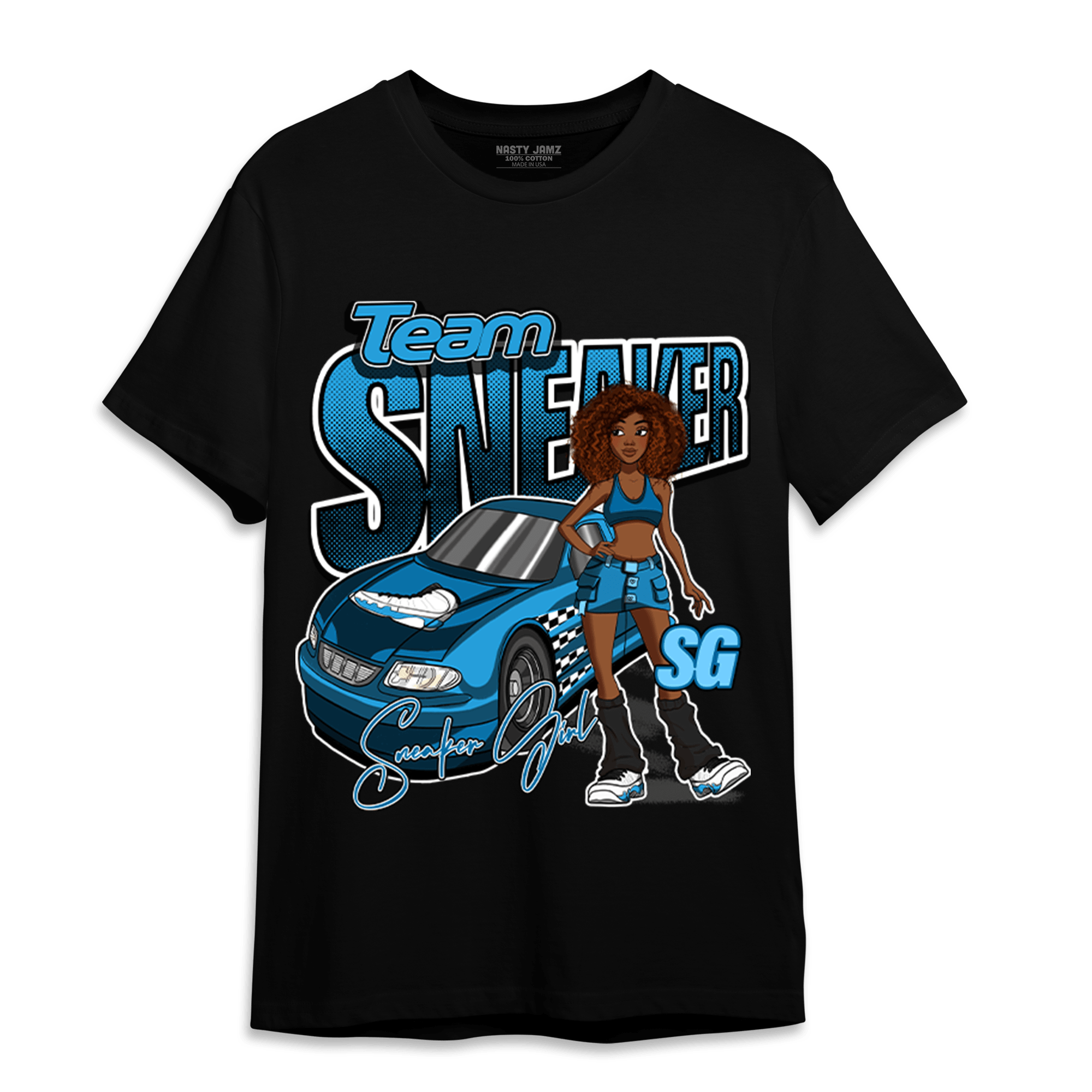 Powder Blue 9s T Shirt Match Team Sneaker Girl - NastyJamz