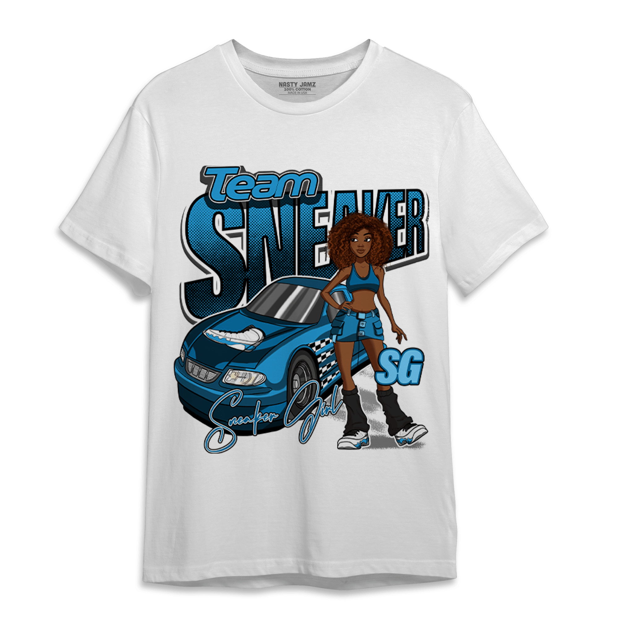 Powder Blue 9s T Shirt Match Team Sneaker Girl - NastyJamz