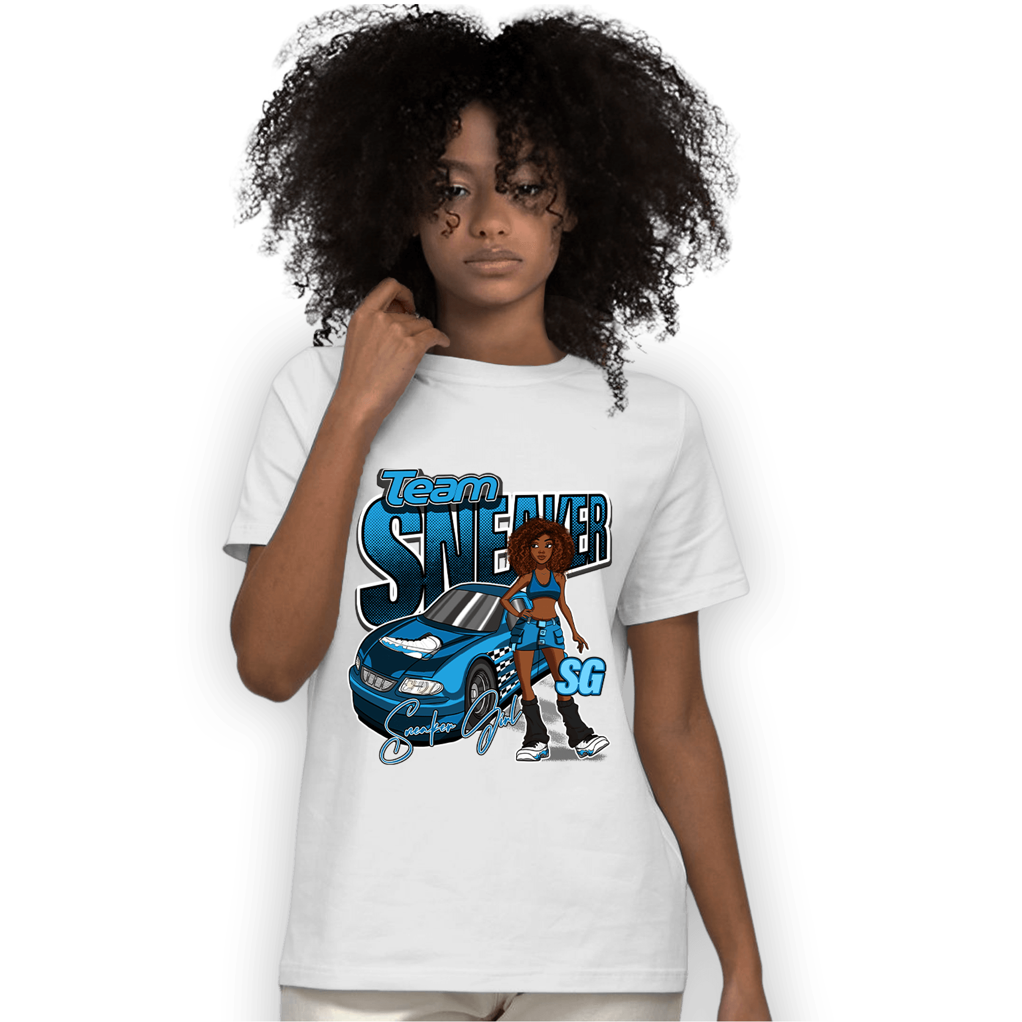 Powder Blue 9s T Shirt Match Team Sneaker Girl - NastyJamz