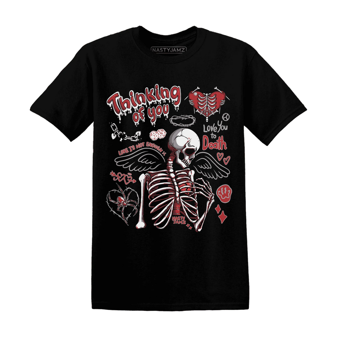 Black-Toe-Reimagined-Red-White-1s-T-Shirt-Match-Thinking-Of-You