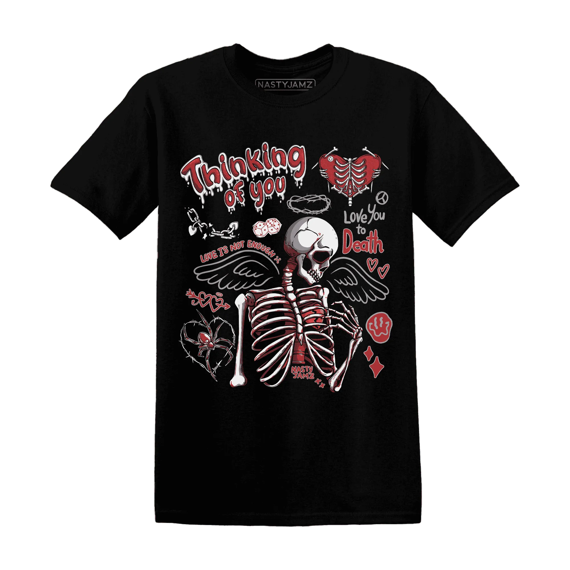 Black-Toe-Reimagined-Red-White-1s-T-Shirt-Match-Thinking-Of-You