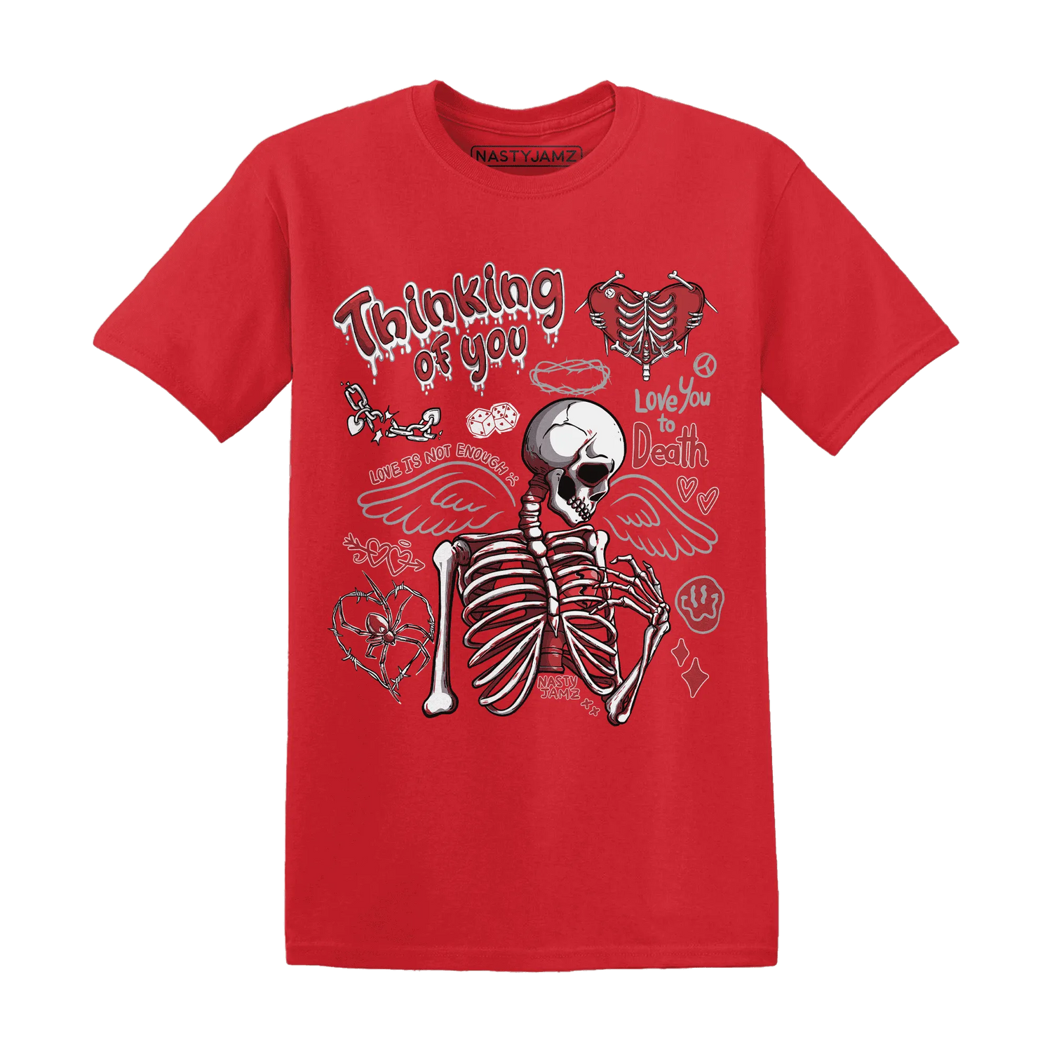 Black-Toe-Reimagined-Red-White-1s-T-Shirt-Match-Thinking-Of-You